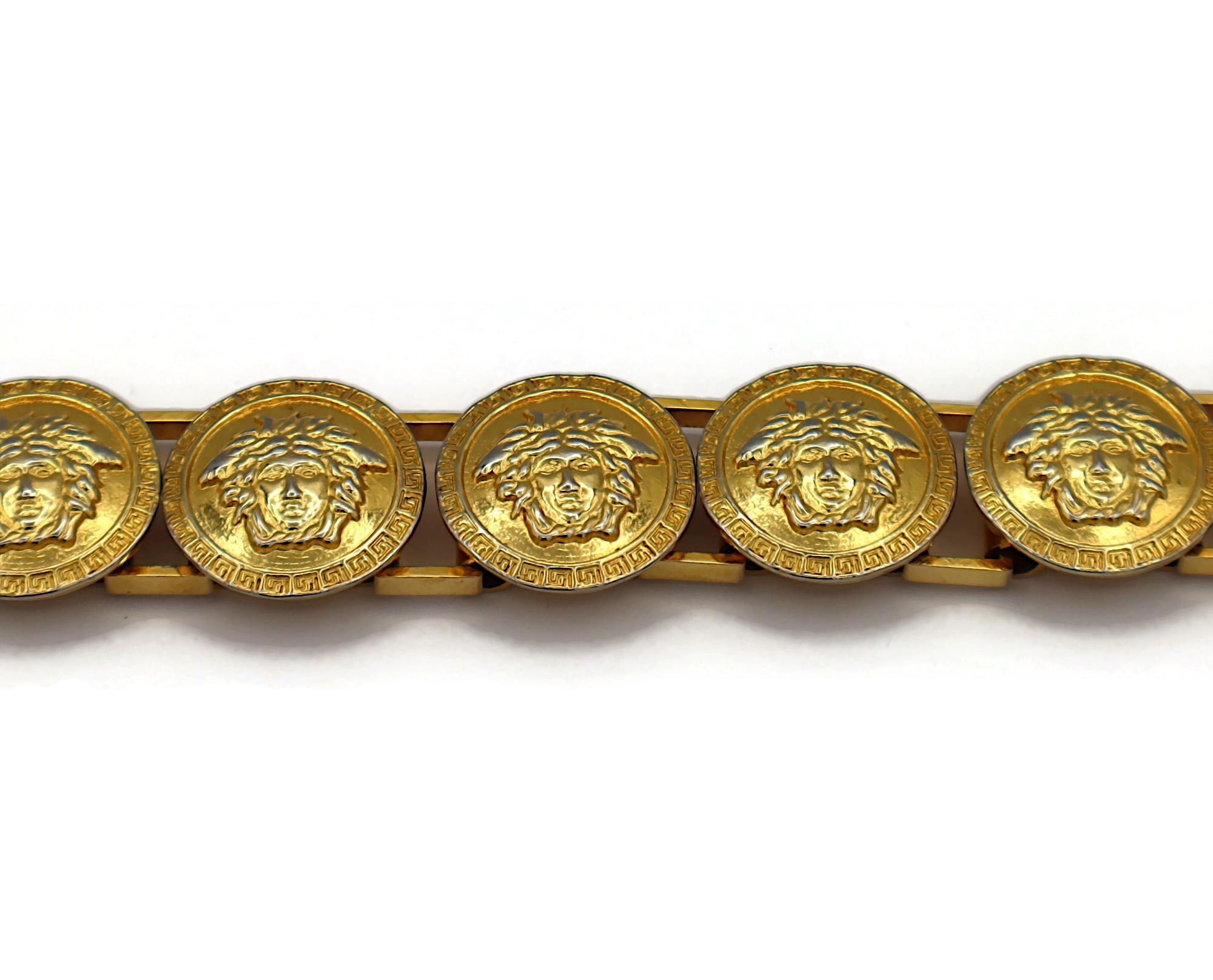 GIANNI VERSACE Vintage Gold Tone Medusa Bracelet For Sale 3