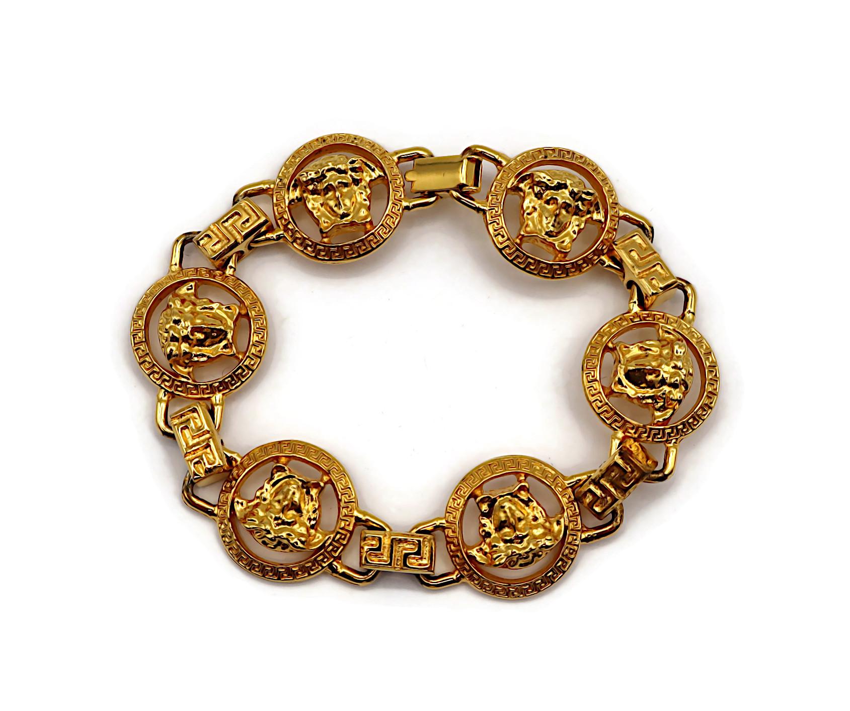 GIANNI VERSACE Vintage Gold Tone Medusa Bracelet For Sale 1