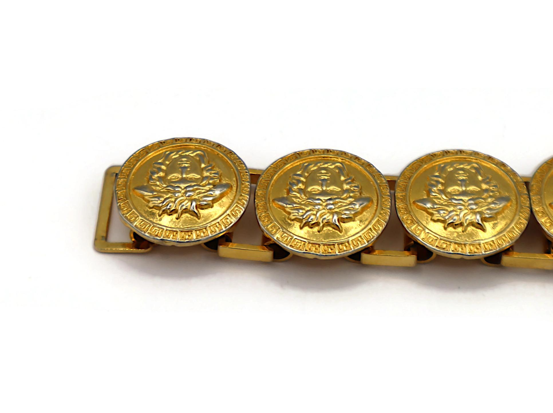 GIANNI VERSACE Vintage Gold Tone Medusa Bracelet For Sale 5