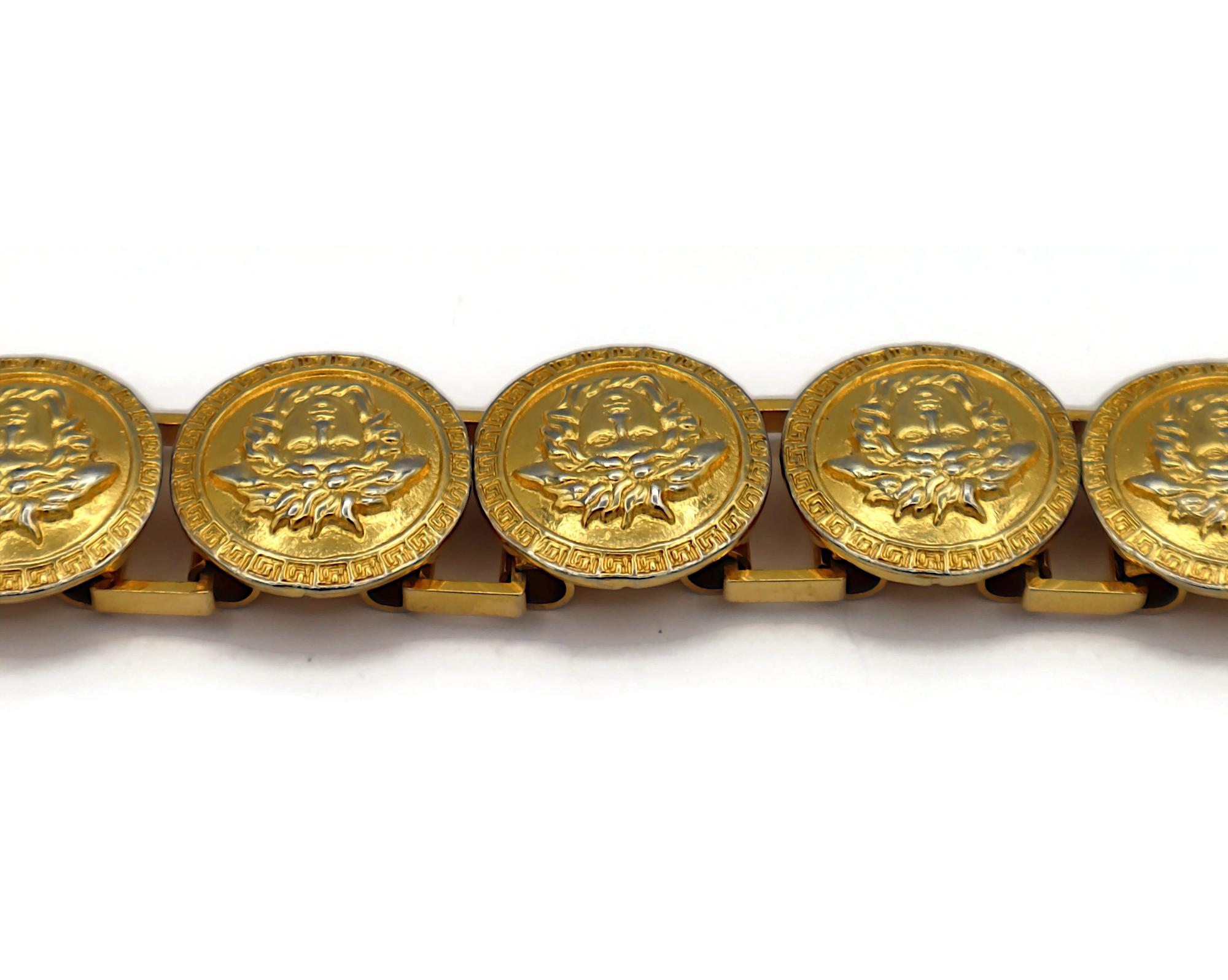GIANNI VERSACE Vintage Gold Tone Medusa Bracelet For Sale 6