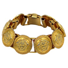 GIANNI VERSACE Vintage Gold Tone Medusa Bracelet