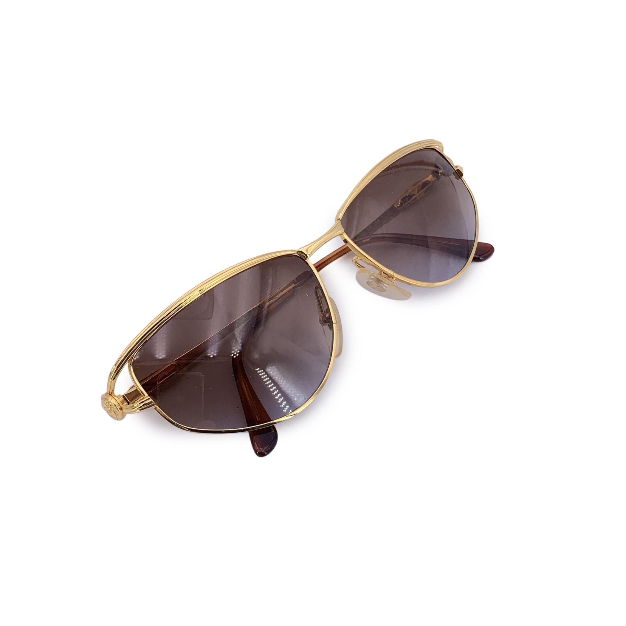 Gris Gianni Versace Vintage Gold Unisex Sunglasses V 95 58/16 135mm en vente