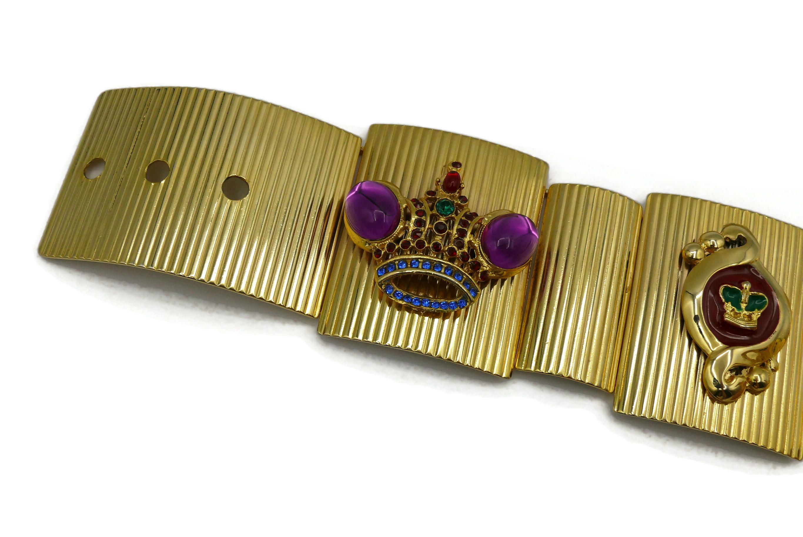 GIANNI VERSACE Vintage Honors & Glories Jewelled Plate Link Belt For Sale 5