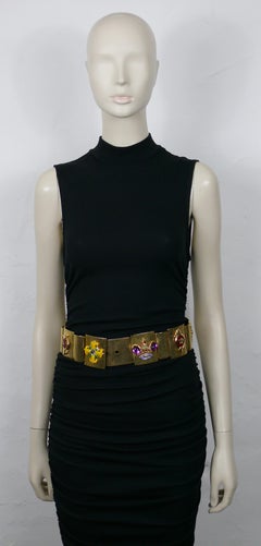 GIANNI VERSACE Vintage Honors & Glories Jewelled Plate Link Belt