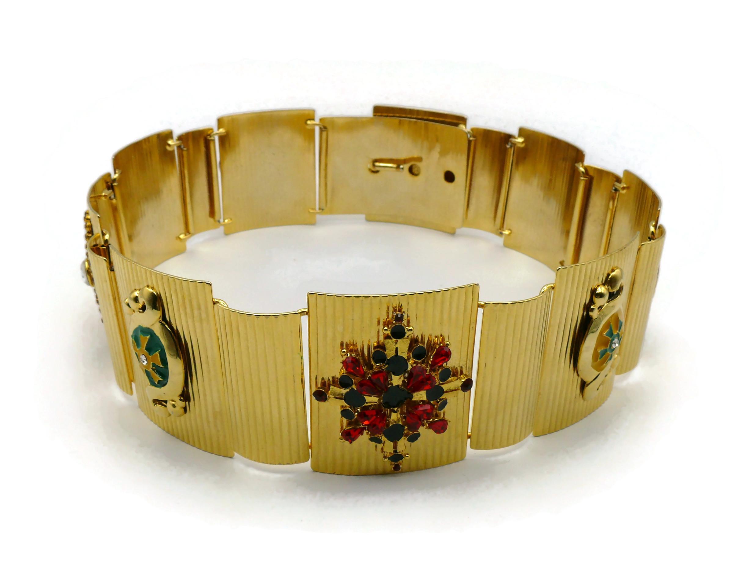 GIANNI VERSACE Vintage Honors & Glories Jewelled Plate Link Belt For Sale 1