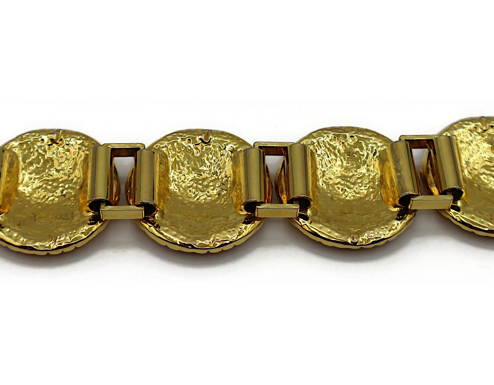 GIANNI VERSACE Vintage Iconic Gold Tone Medusa Crystal Bracelet For Sale 7