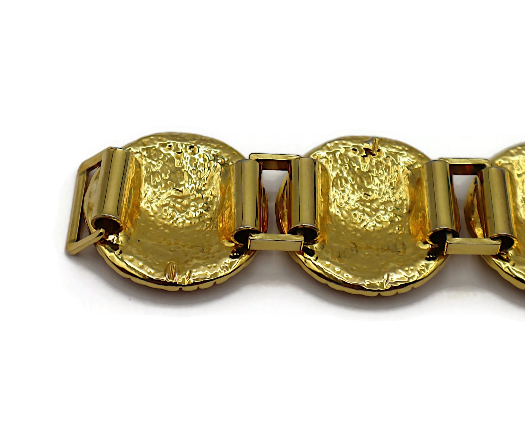 GIANNI VERSACE Vintage Iconic Gold Tone Medusa Crystal Bracelet For Sale 6