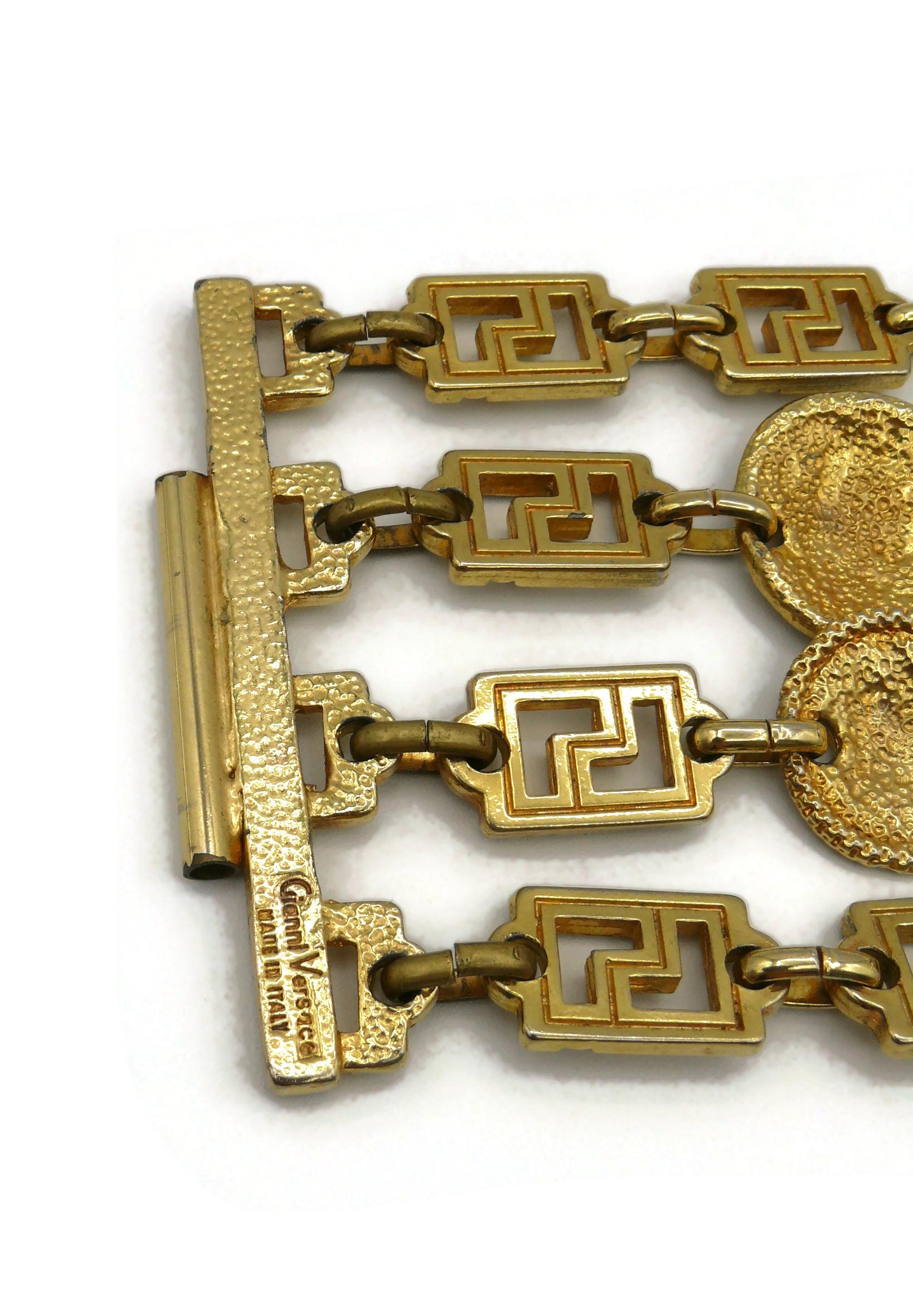 GIANNI VERSACE Vintage Iconic Gold Toned Four-Strand Medusa Cuff Bracelet 3