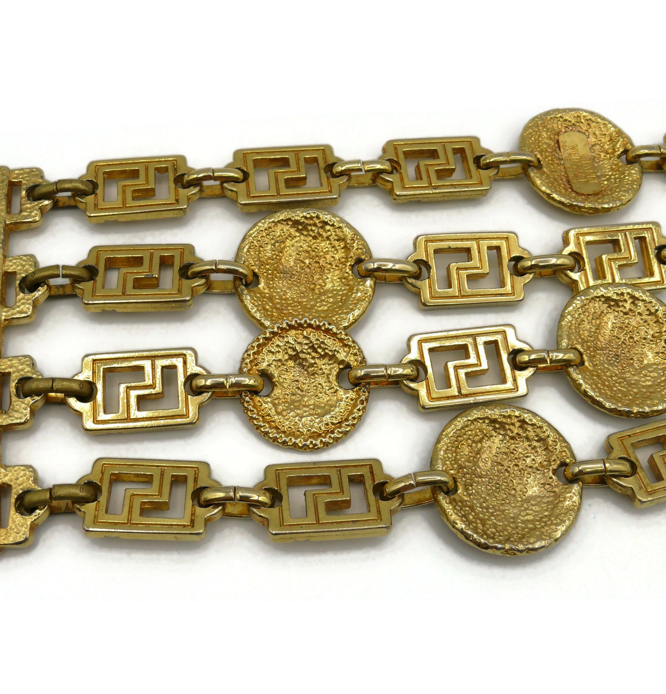 GIANNI VERSACE Vintage Iconic Gold Toned Four-Strand Medusa Cuff Bracelet 4
