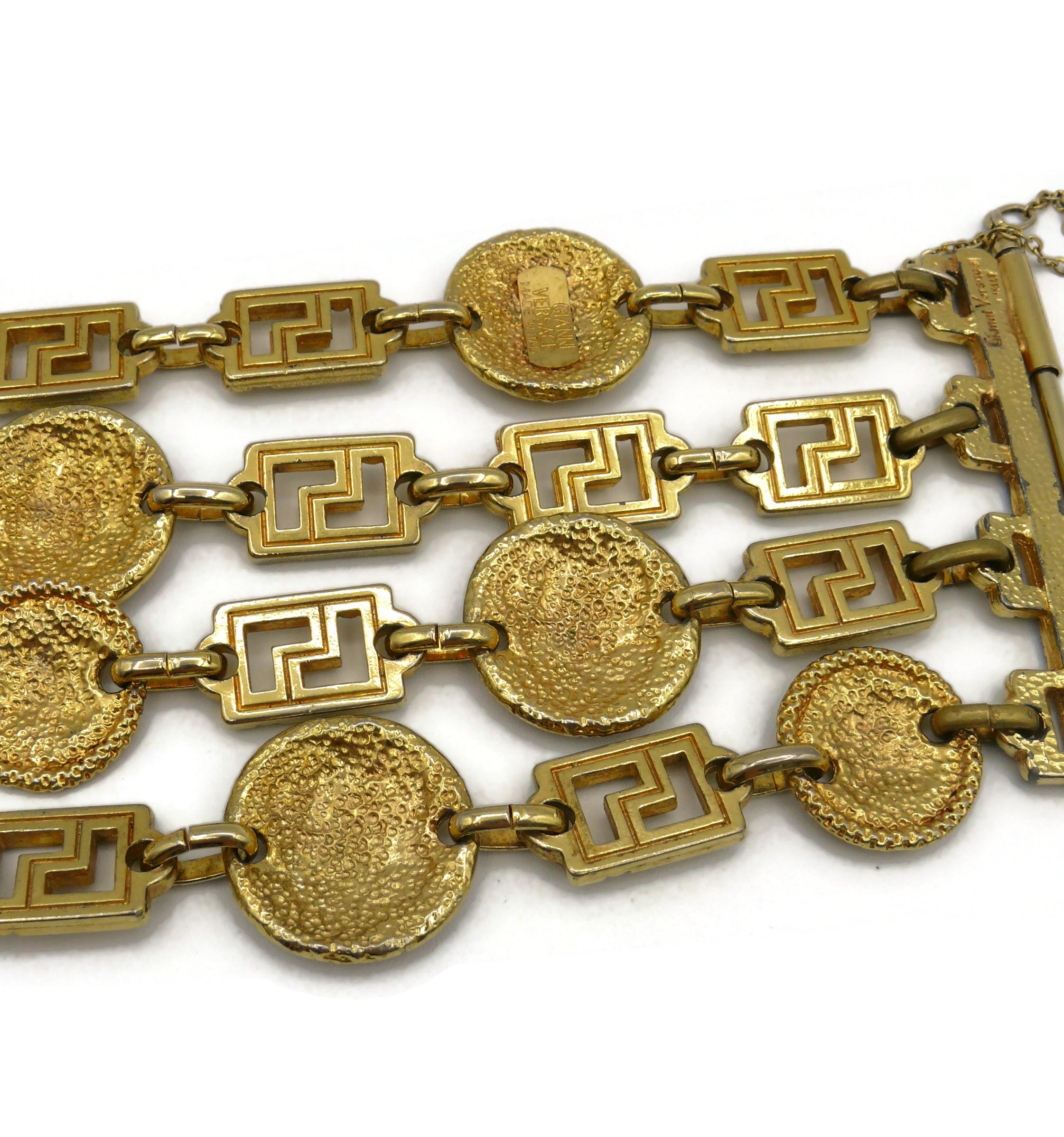 GIANNI VERSACE Vintage Iconic Gold Toned Four-Strand Medusa Cuff Bracelet 5