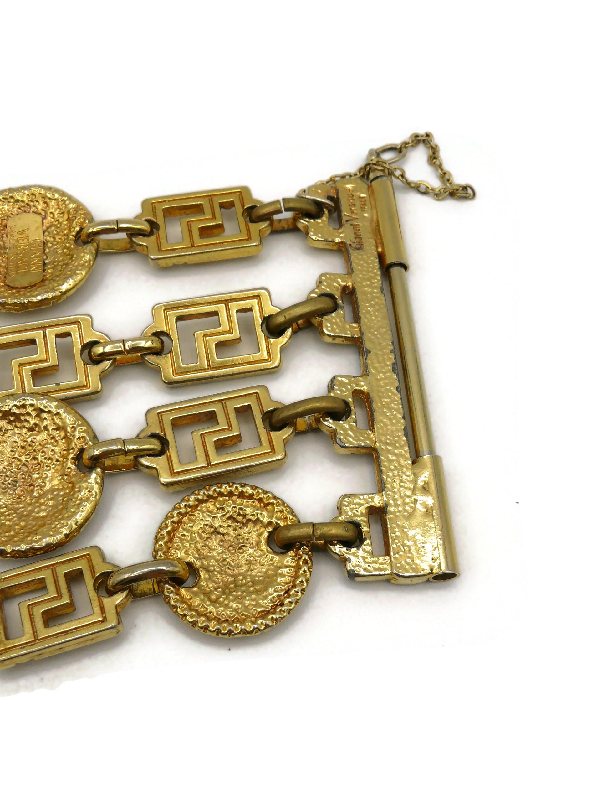 GIANNI VERSACE Vintage Iconic Gold Toned Four-Strand Medusa Cuff Bracelet 6