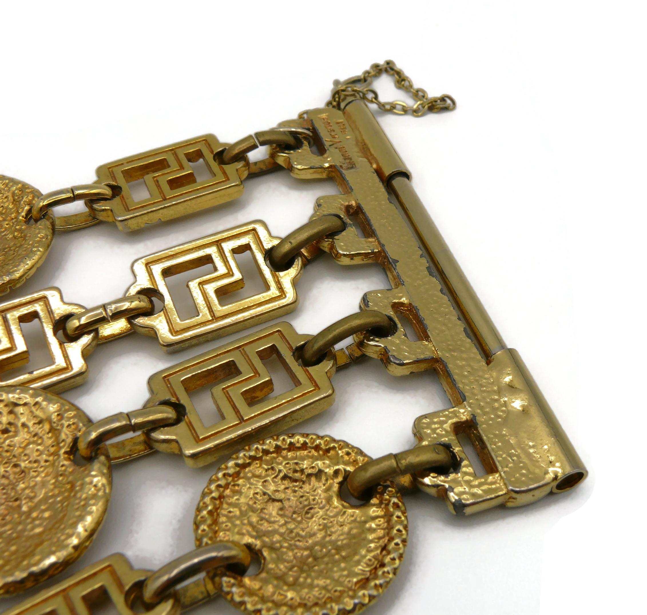GIANNI VERSACE Vintage Iconic Gold Toned Four-Strand Medusa Cuff Bracelet 11
