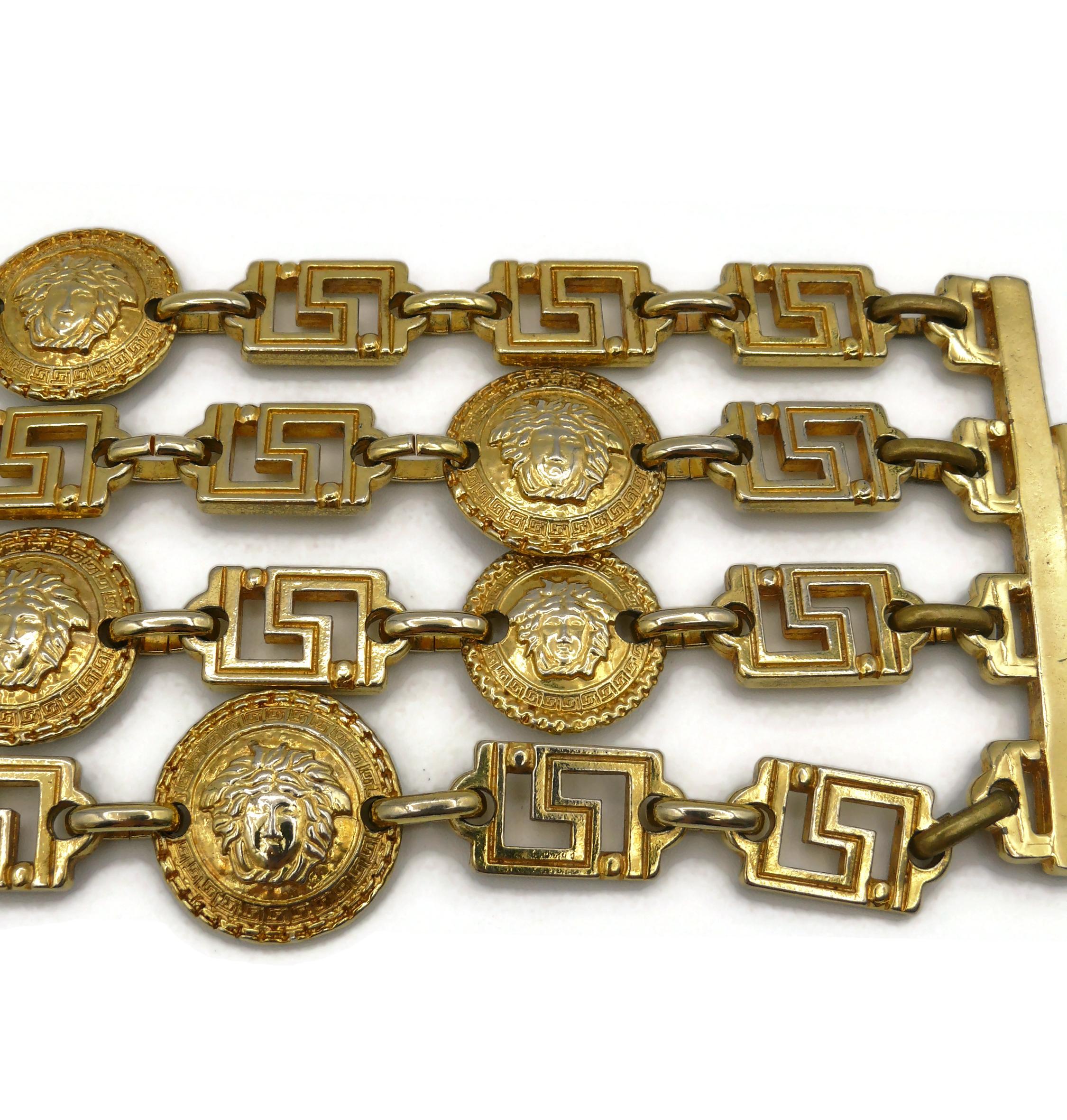 Women's GIANNI VERSACE Vintage Iconic Gold Toned Four-Strand Medusa Cuff Bracelet