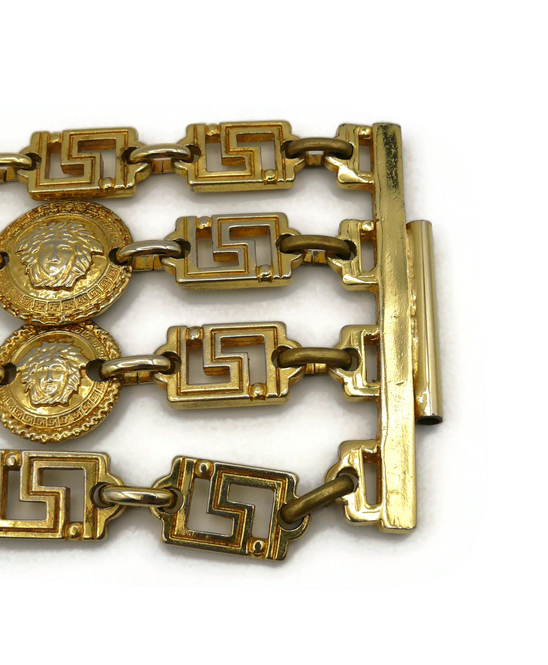 GIANNI VERSACE Vintage Iconic Gold Toned Four-Strand Medusa Cuff Bracelet 1