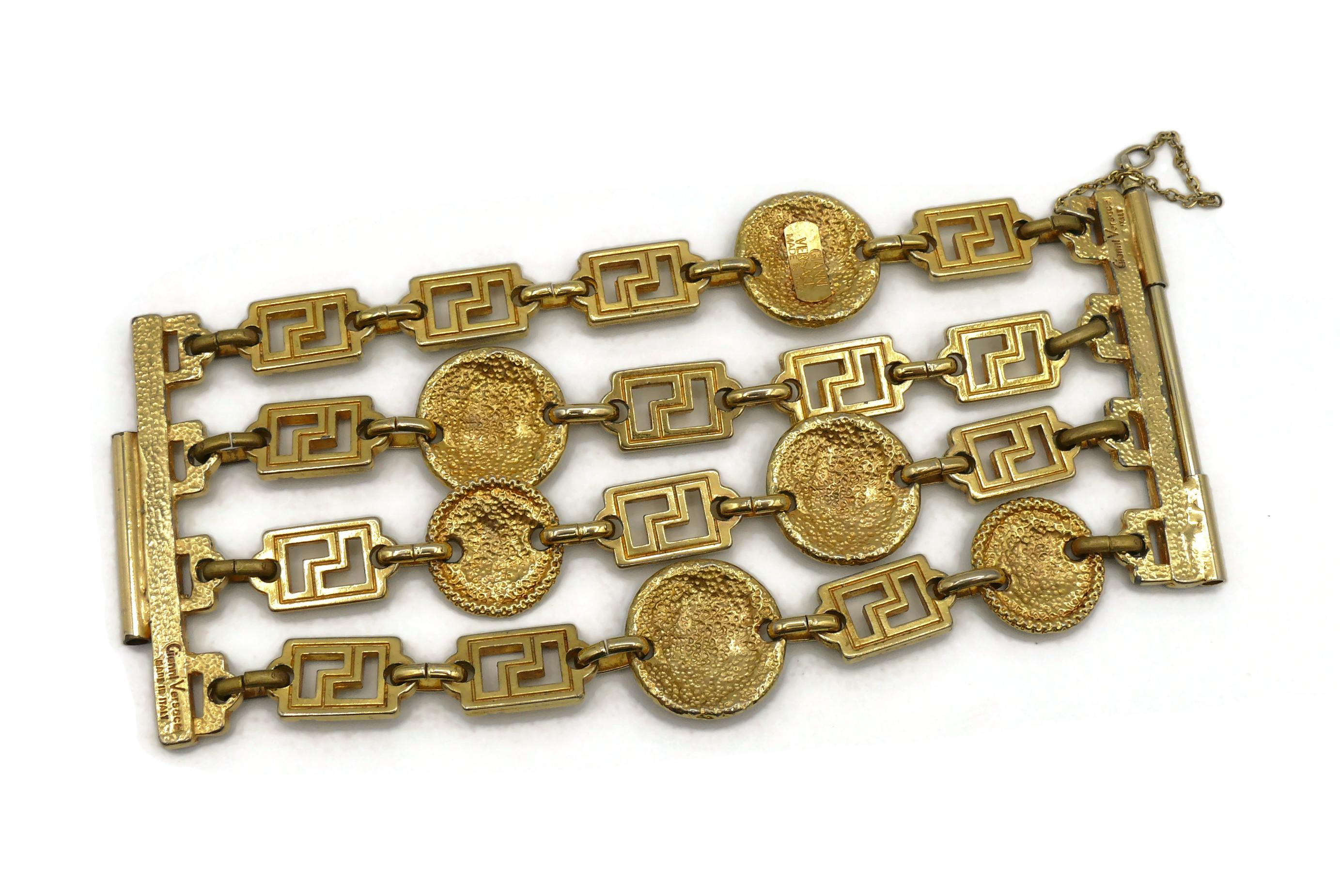 GIANNI VERSACE Vintage Iconic Gold Toned Four-Strand Medusa Cuff Bracelet 2
