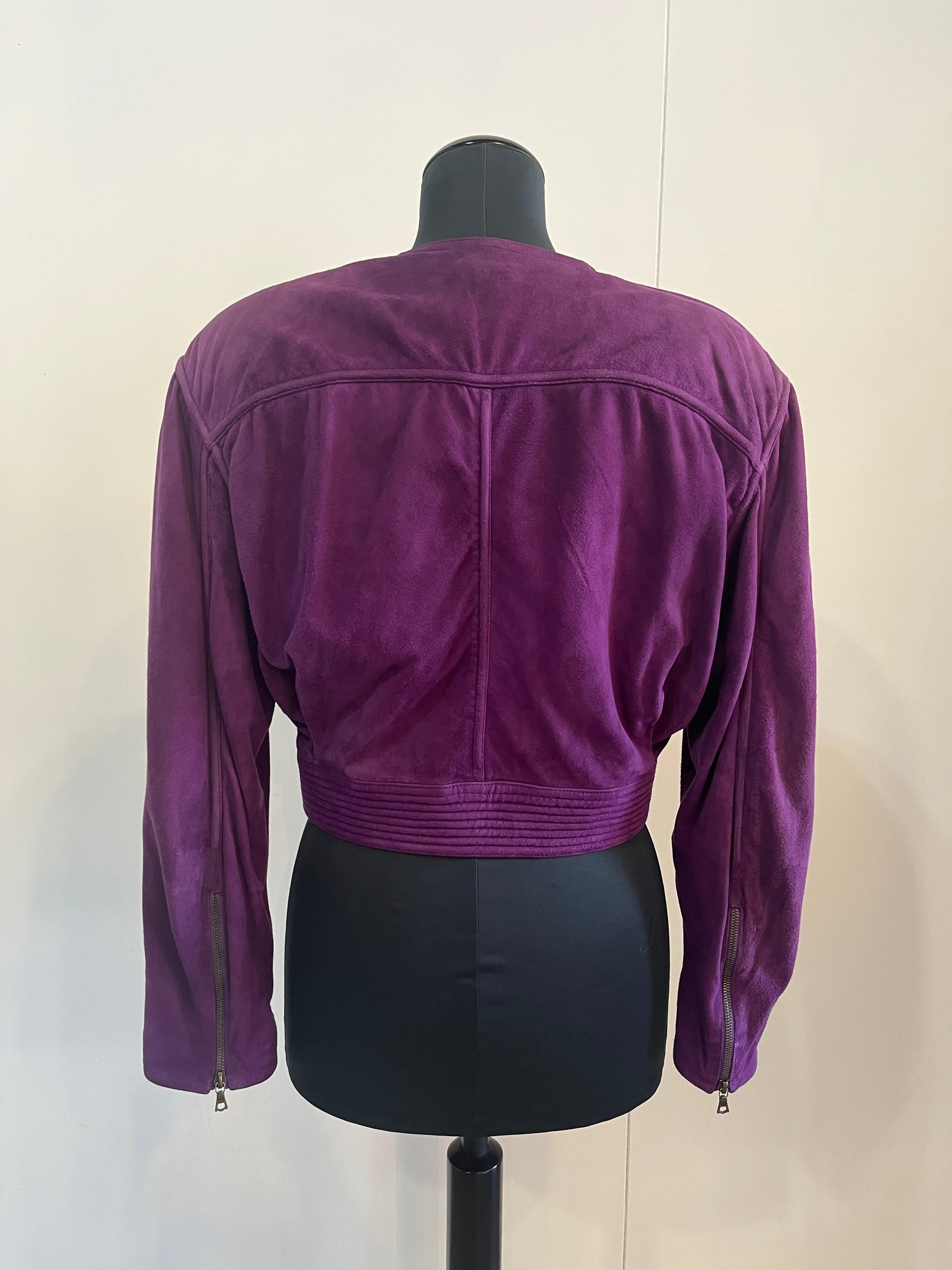 Purple Gianni Versace vintage jacket from 80s For Sale