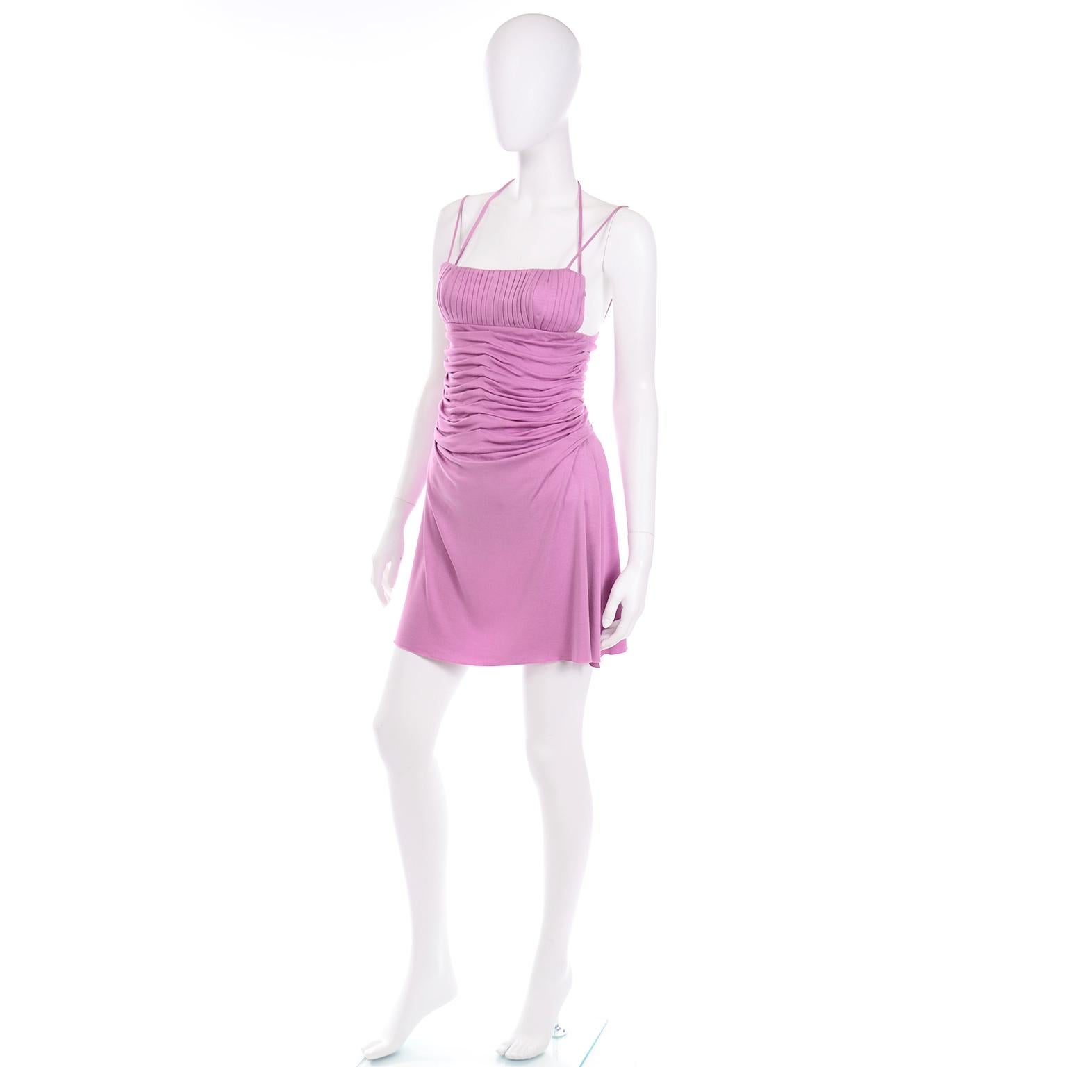 Gianni Versace Vintage Lavender Silk Jersey Naomi Campbell Runway Dress ...