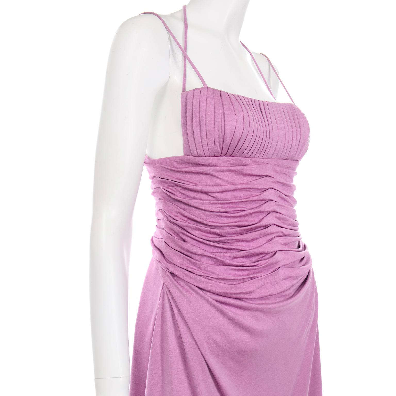 Women's Gianni Versace Vintage Lavender Silk Jersey Naomi Campbell Runway Dress S/S 2000