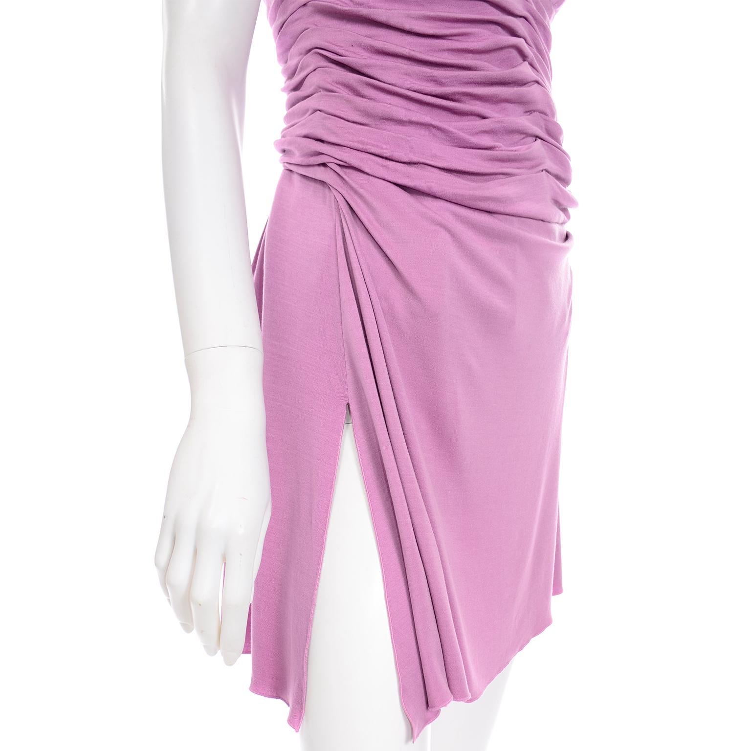 Gianni Versace Vintage Lavender Silk Jersey Naomi Campbell Runway Dress S/S 2000 1