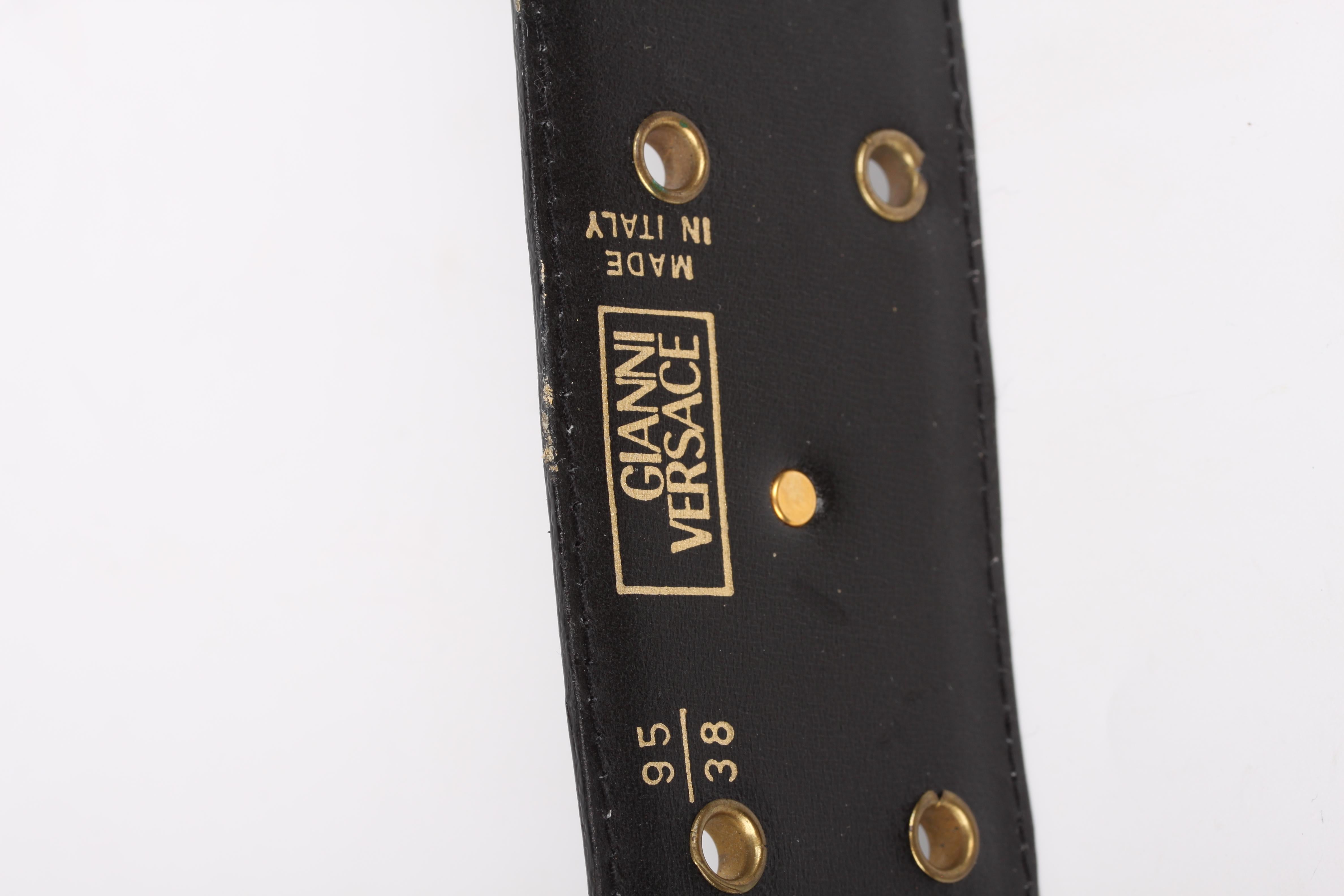 Gianni Versace Vintage Leather Belt - black/gold In Good Condition In Baarn, NL