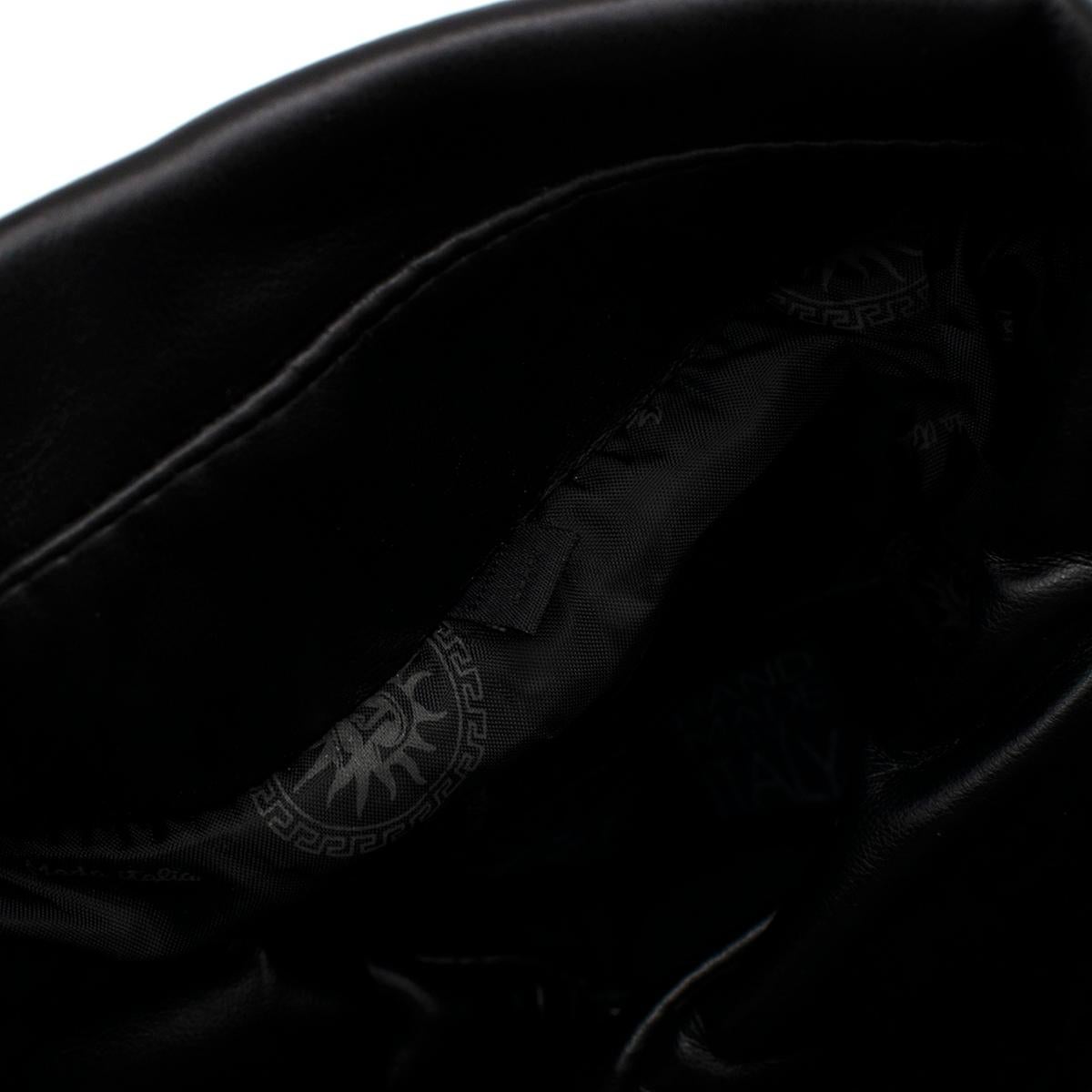Black Gianni Versace Vintage Leather Biker Jacket - Us size 44 For Sale