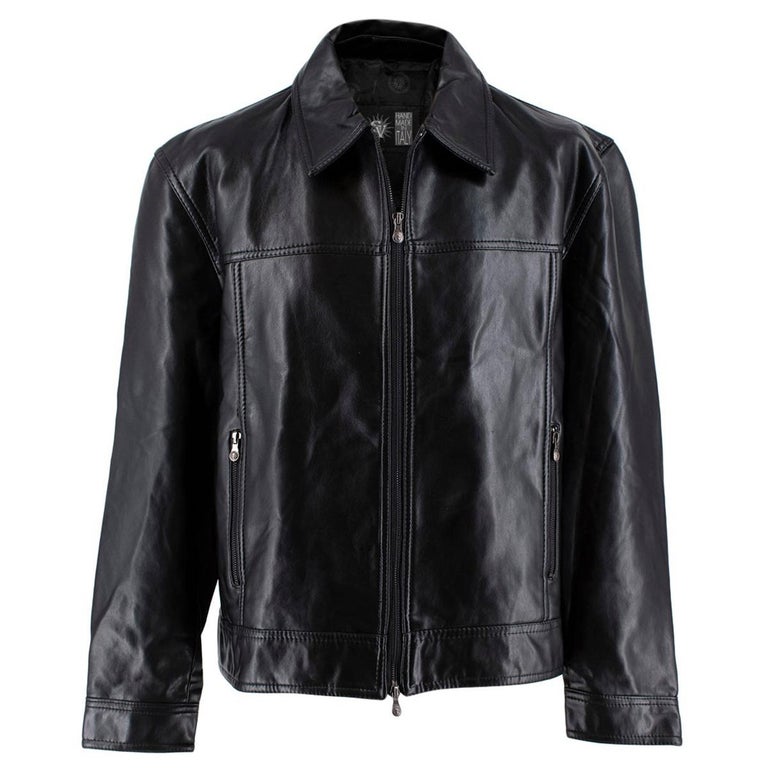 Gianni Versace Vintage Leather Biker Jacket - Us size 44 For Sale at 1stDibs
