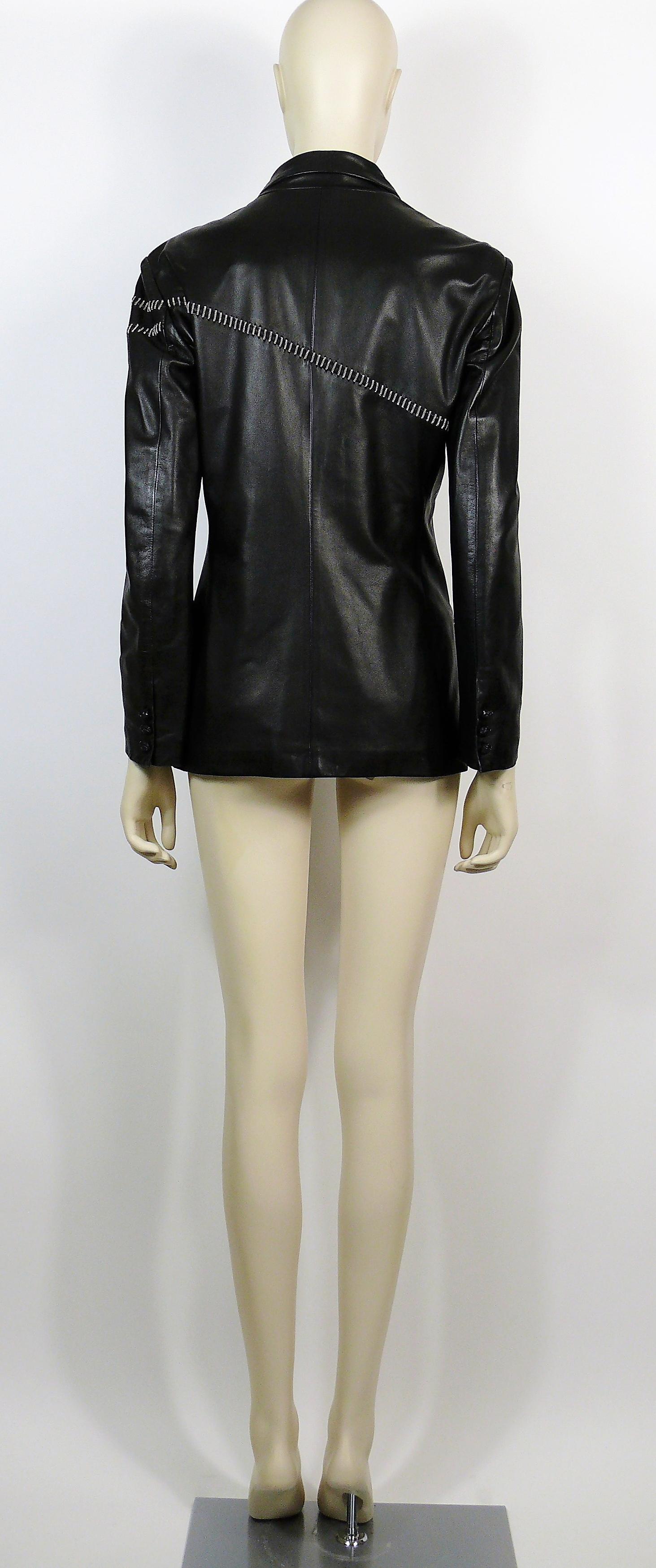 Gianni Versace Vintage Leather Blazer with Chains For Sale 3