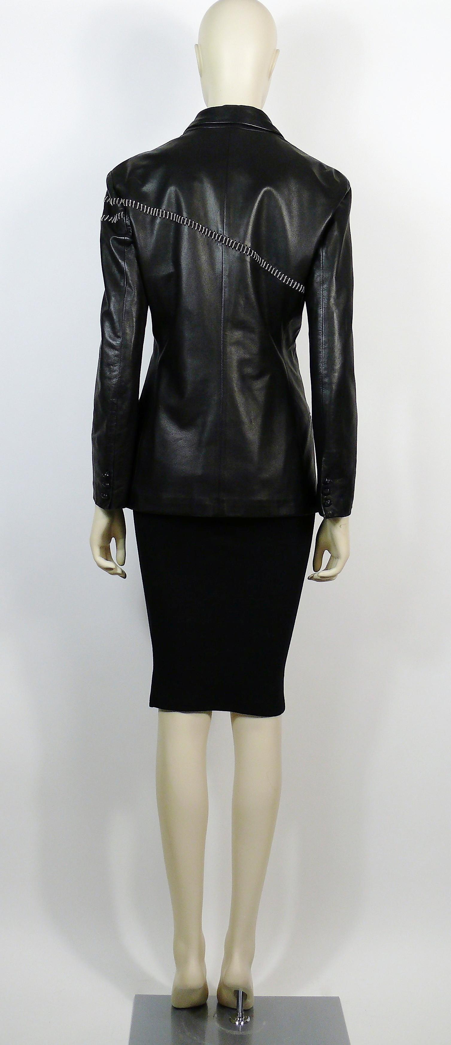 Gianni Versace Vintage Leather Blazer with Chains For Sale 4