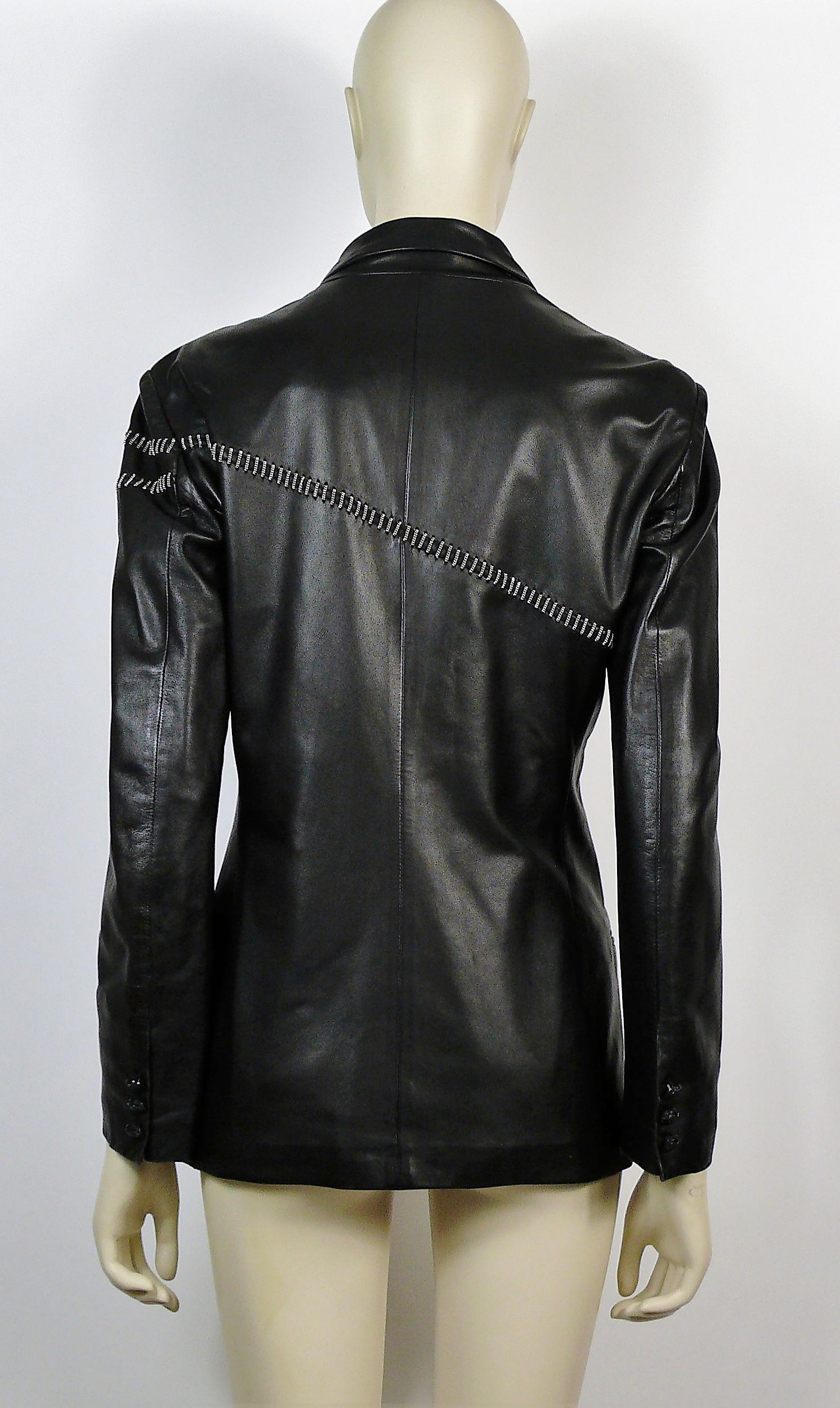 Gianni Versace Vintage Leather Blazer with Chains For Sale 5