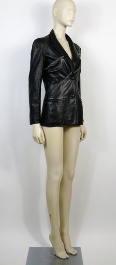 Gianni Versace Vintage Leather Blazer with Chains