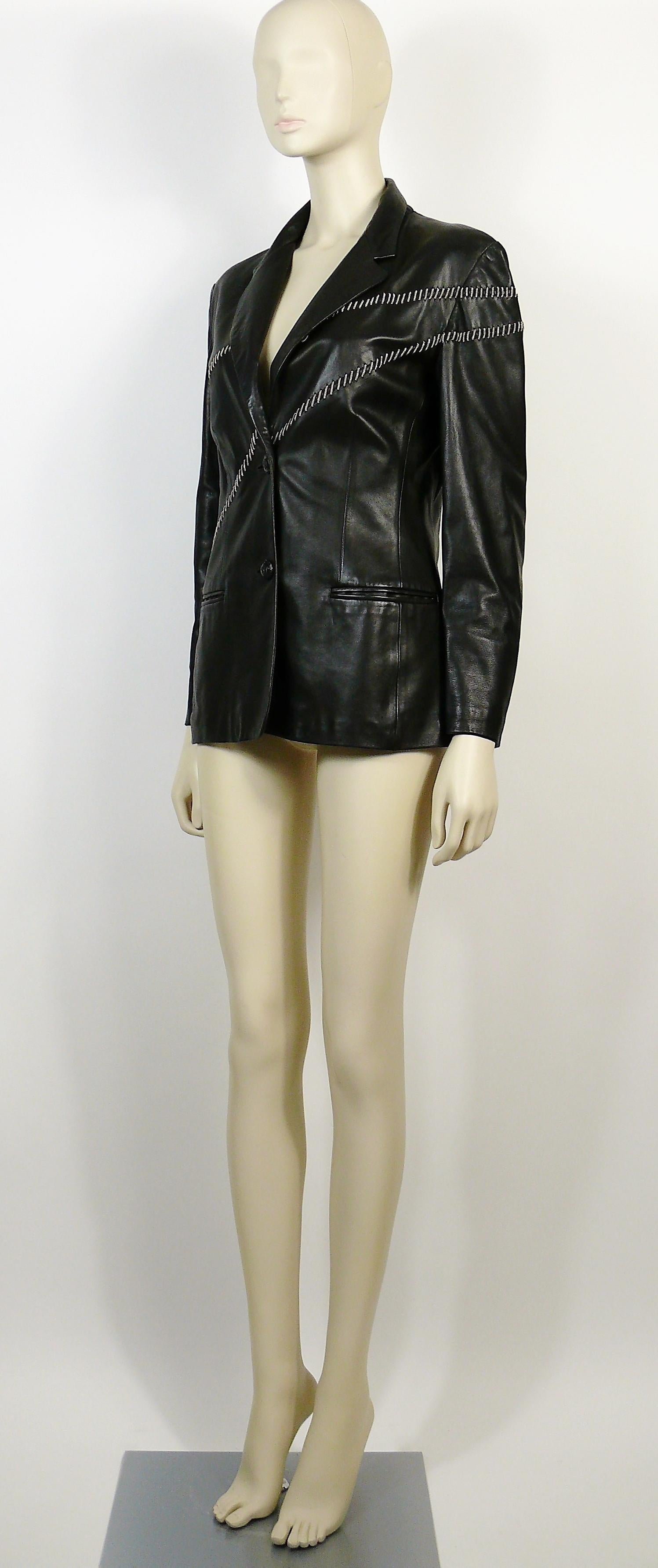 Women's Gianni Versace Vintage Leather Blazer with Chains For Sale