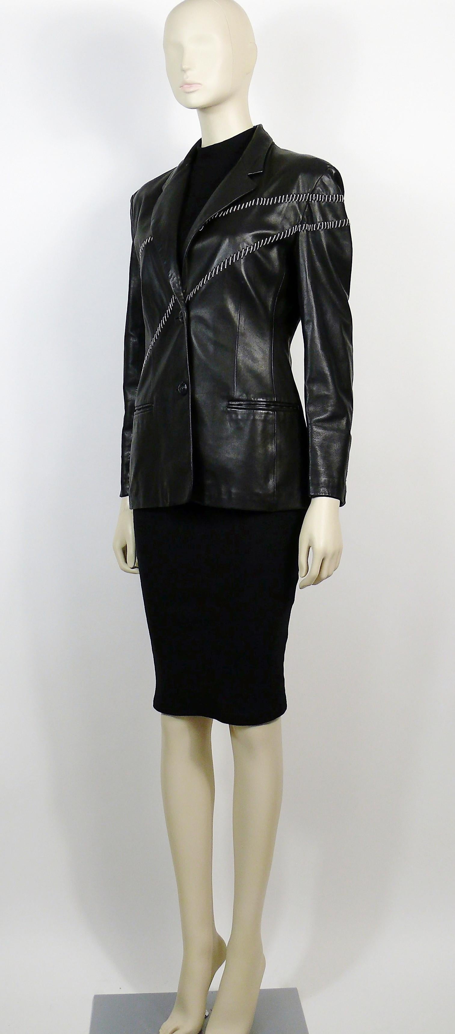 Gianni Versace Vintage Leather Blazer with Chains For Sale 1