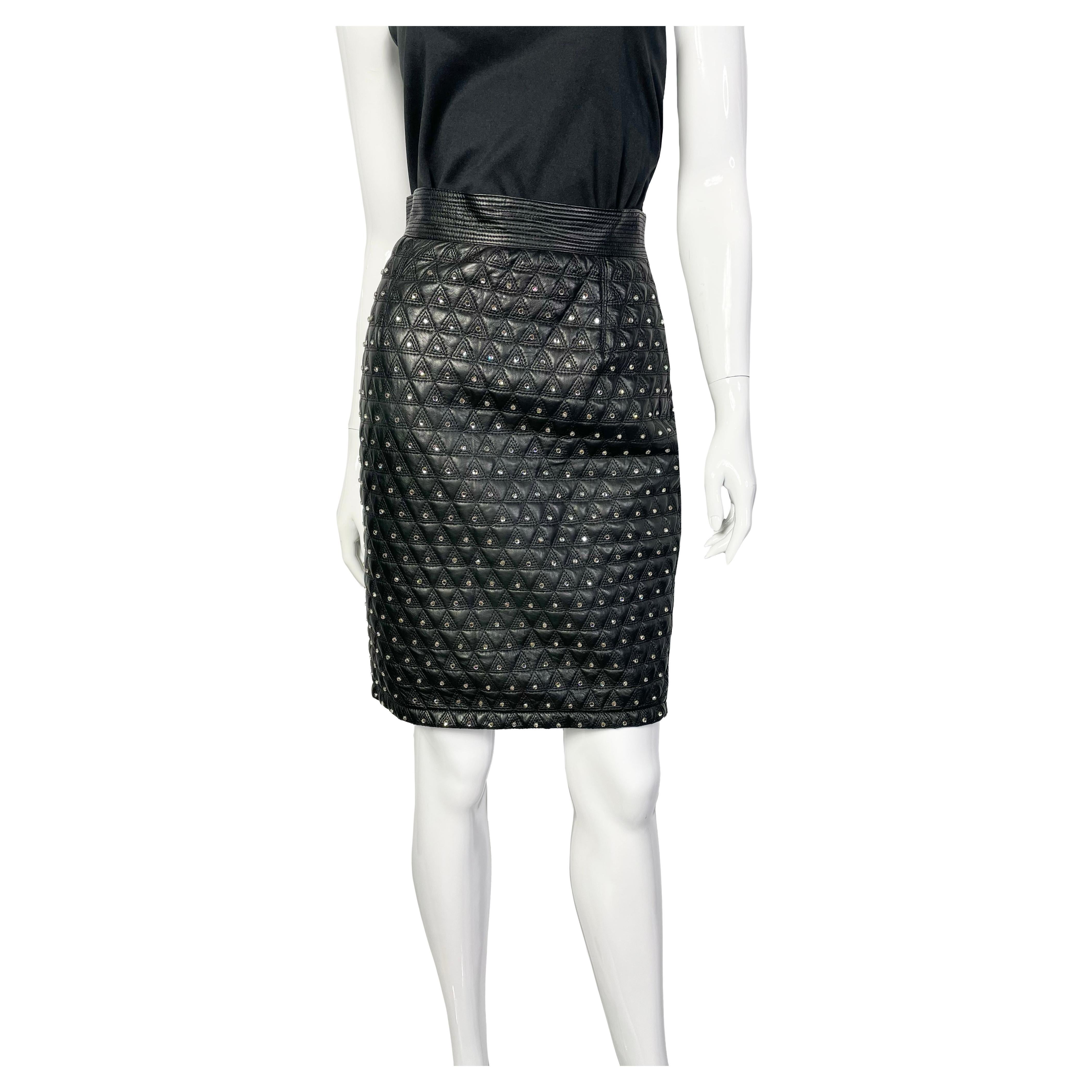 Gianni Versace vintage leather skirt, 1990s For Sale