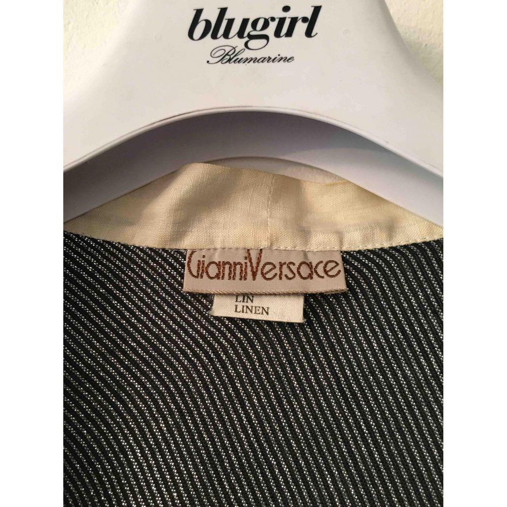 Gianni Versace Vintage Linen Jacket in Silver In Good Condition For Sale In Carnate, IT