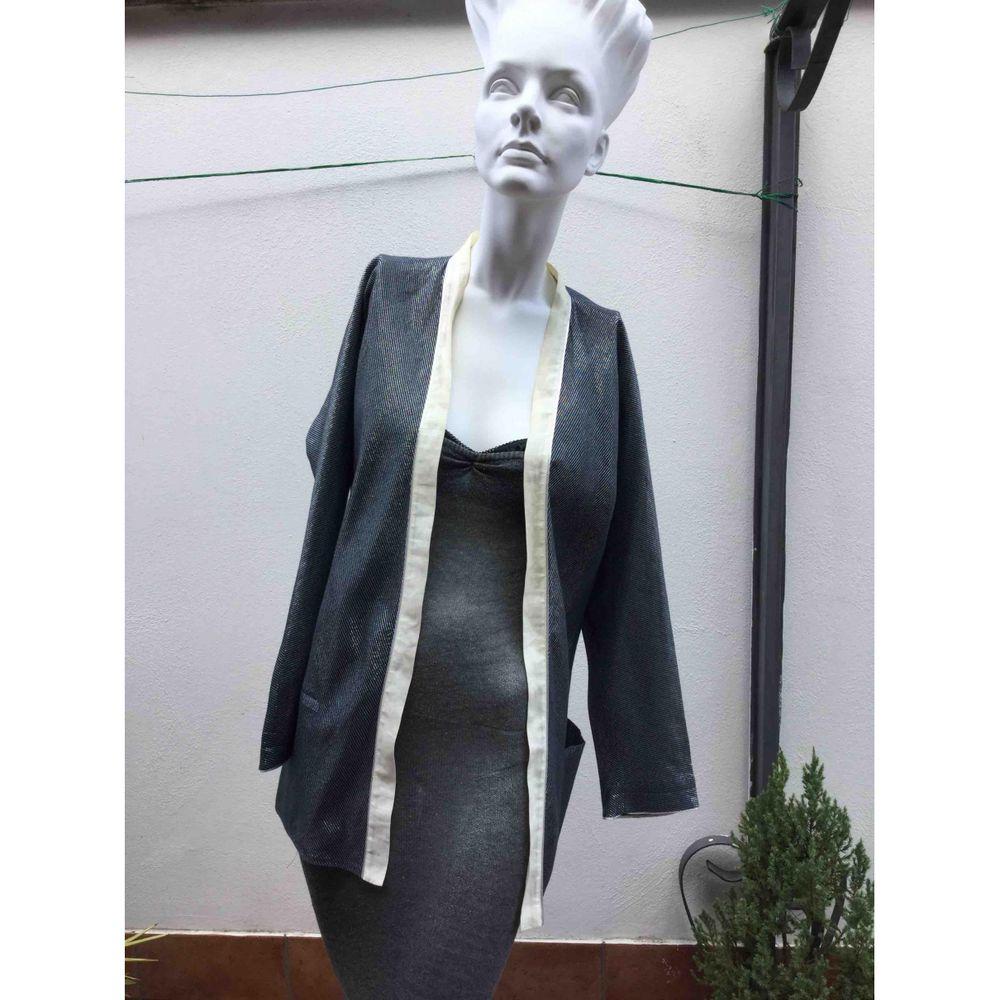 Women's Gianni Versace Vintage Linen Jacket in Silver For Sale