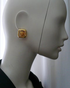 Gianni Versace Vintage Lucite Medusa Clip-On Earrings