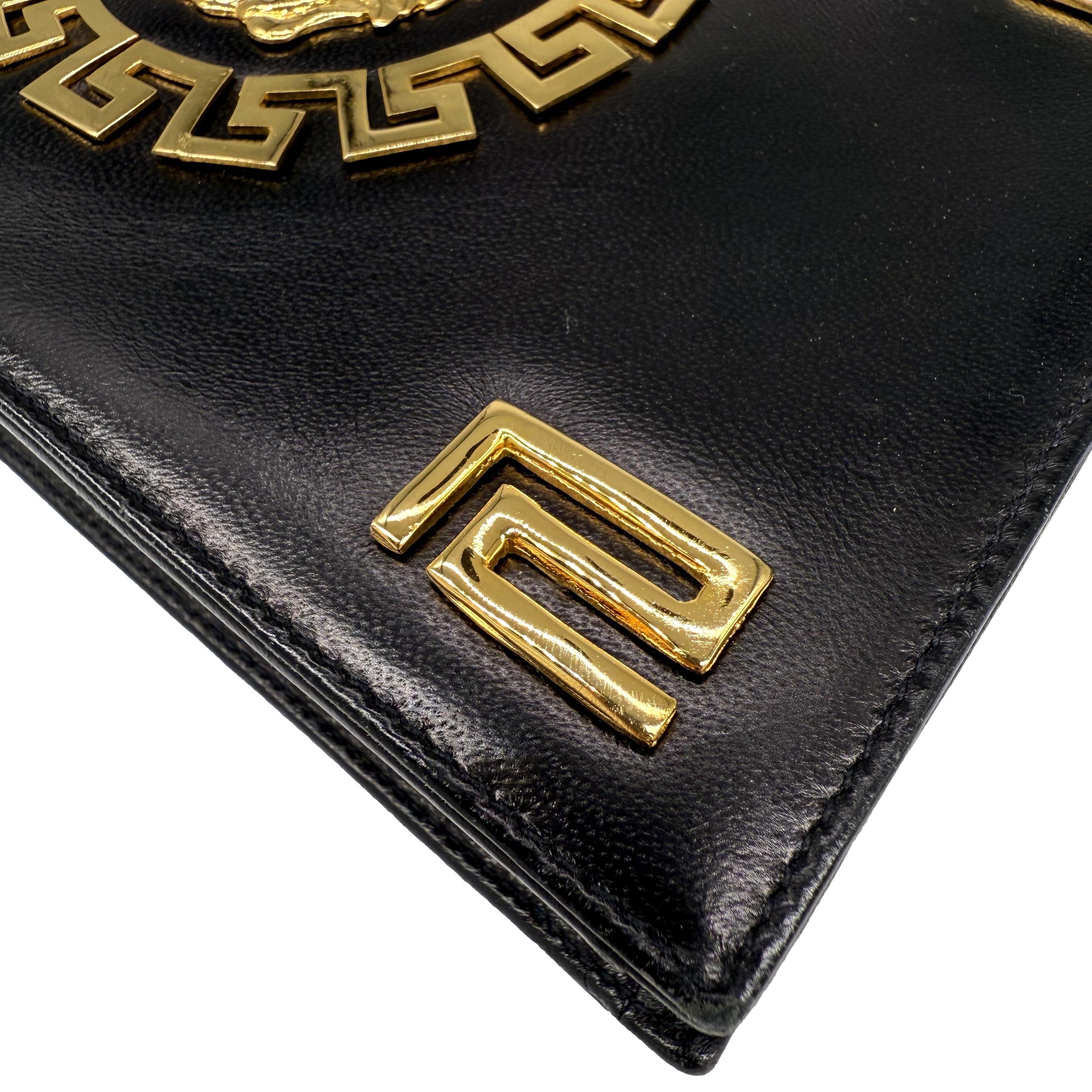 Gianni Versace Vintage Medusa Gold & Leather Shoulder Crossbody Bag, F/W 1992. 6