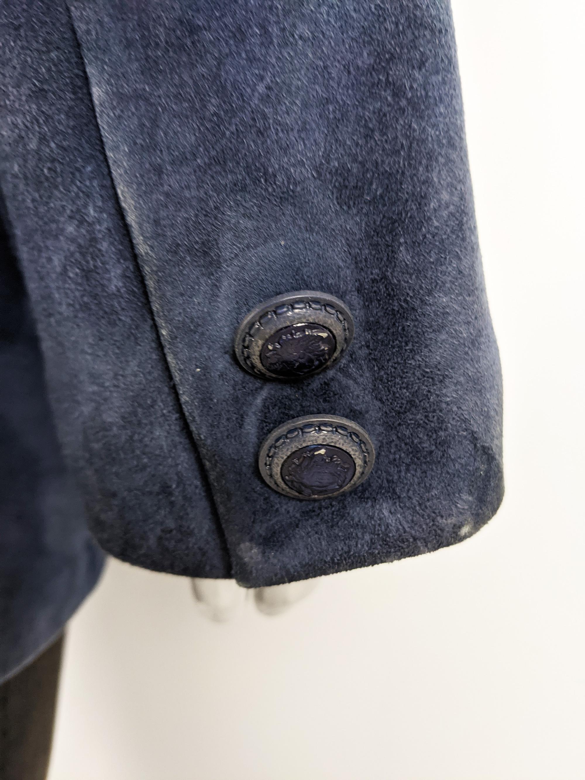 Men's Gianni Versace Vintage Mens Red & Blue Suede Color Block Coat Jacket, A/W 1997 For Sale
