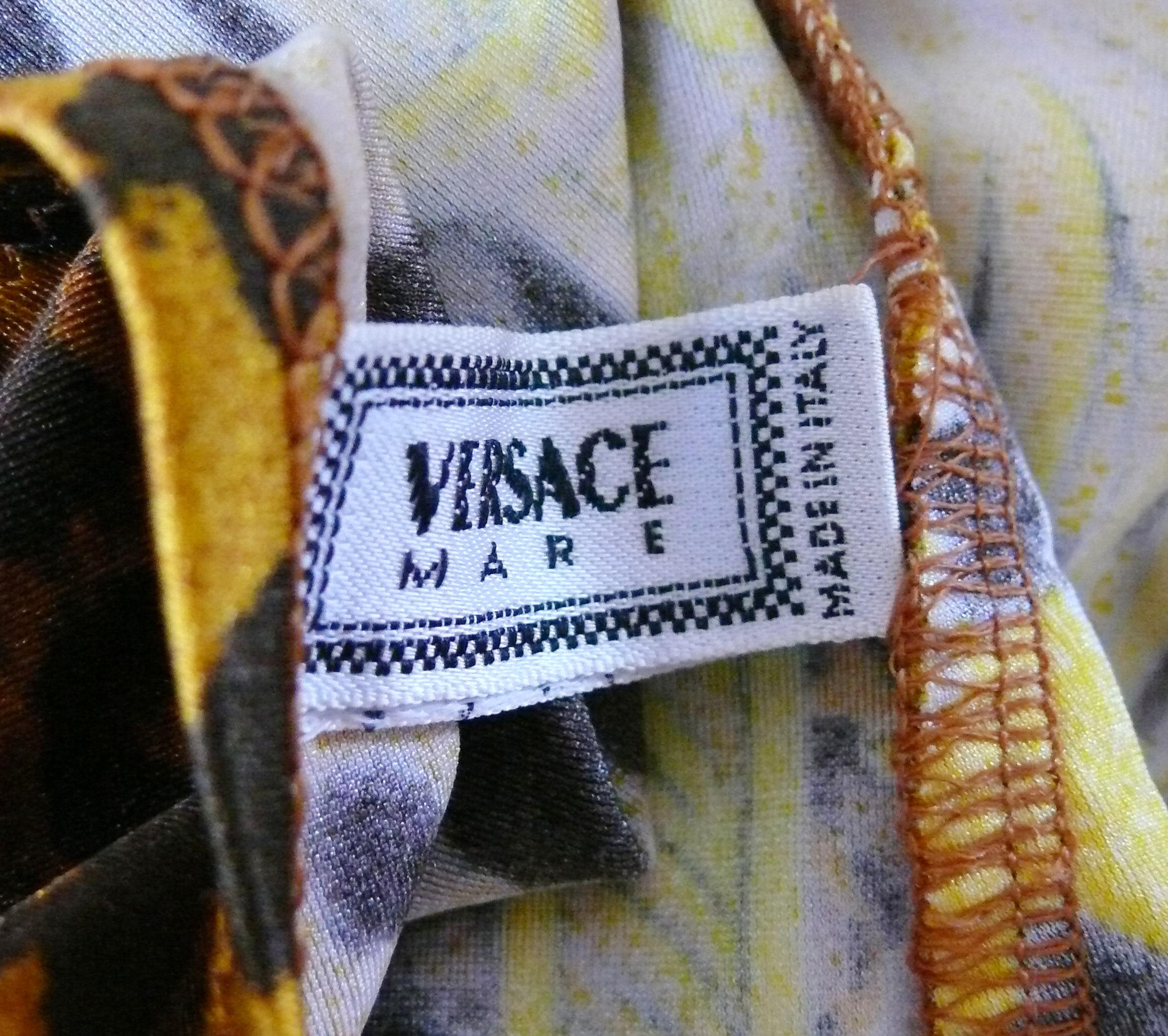 Gray Gianni Versace Vintage Miami Barroco Print One-Pïece Swimsuit For Sale