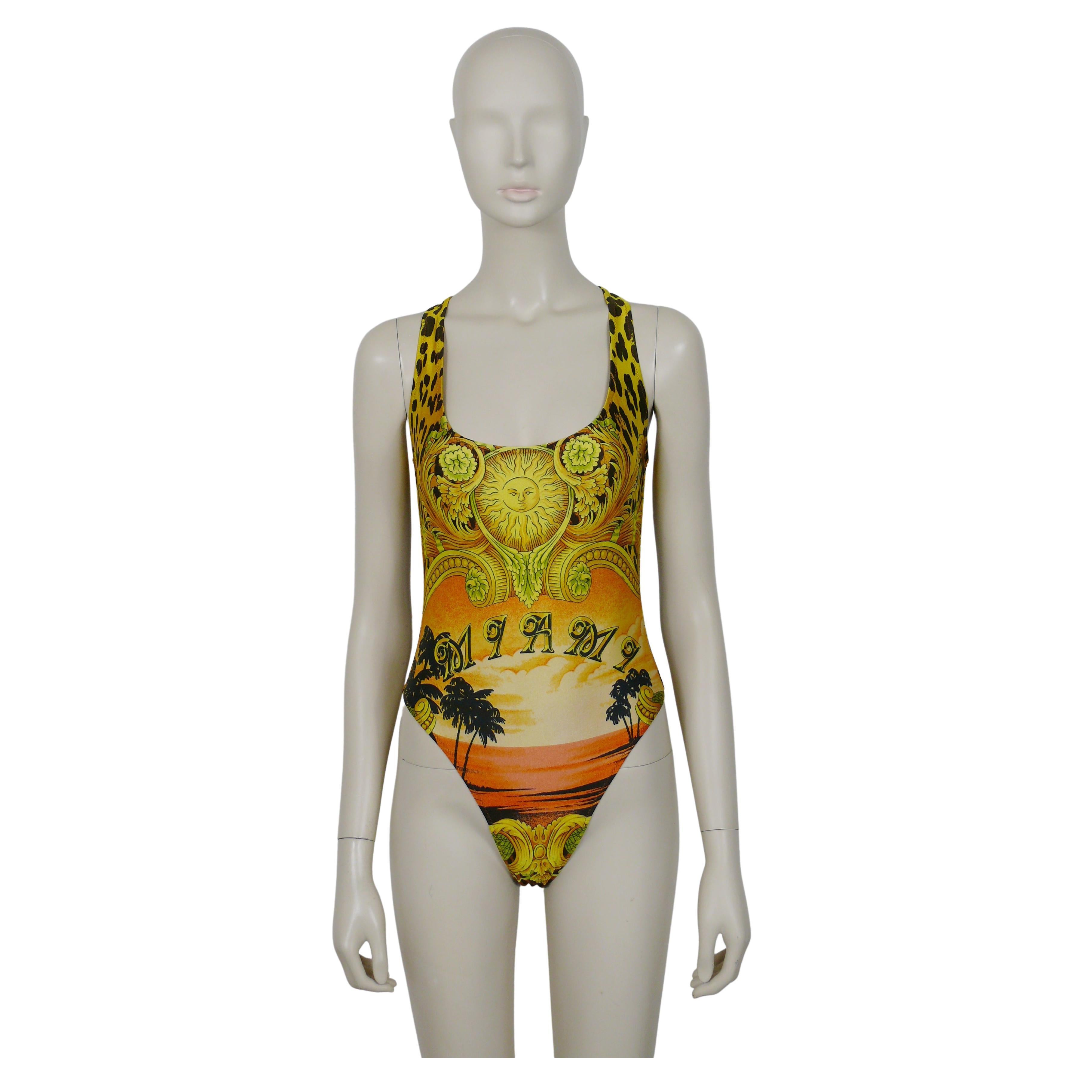 Gianni Versace Vintage Miami Barroco Print One-Pïece Swimsuit For Sale