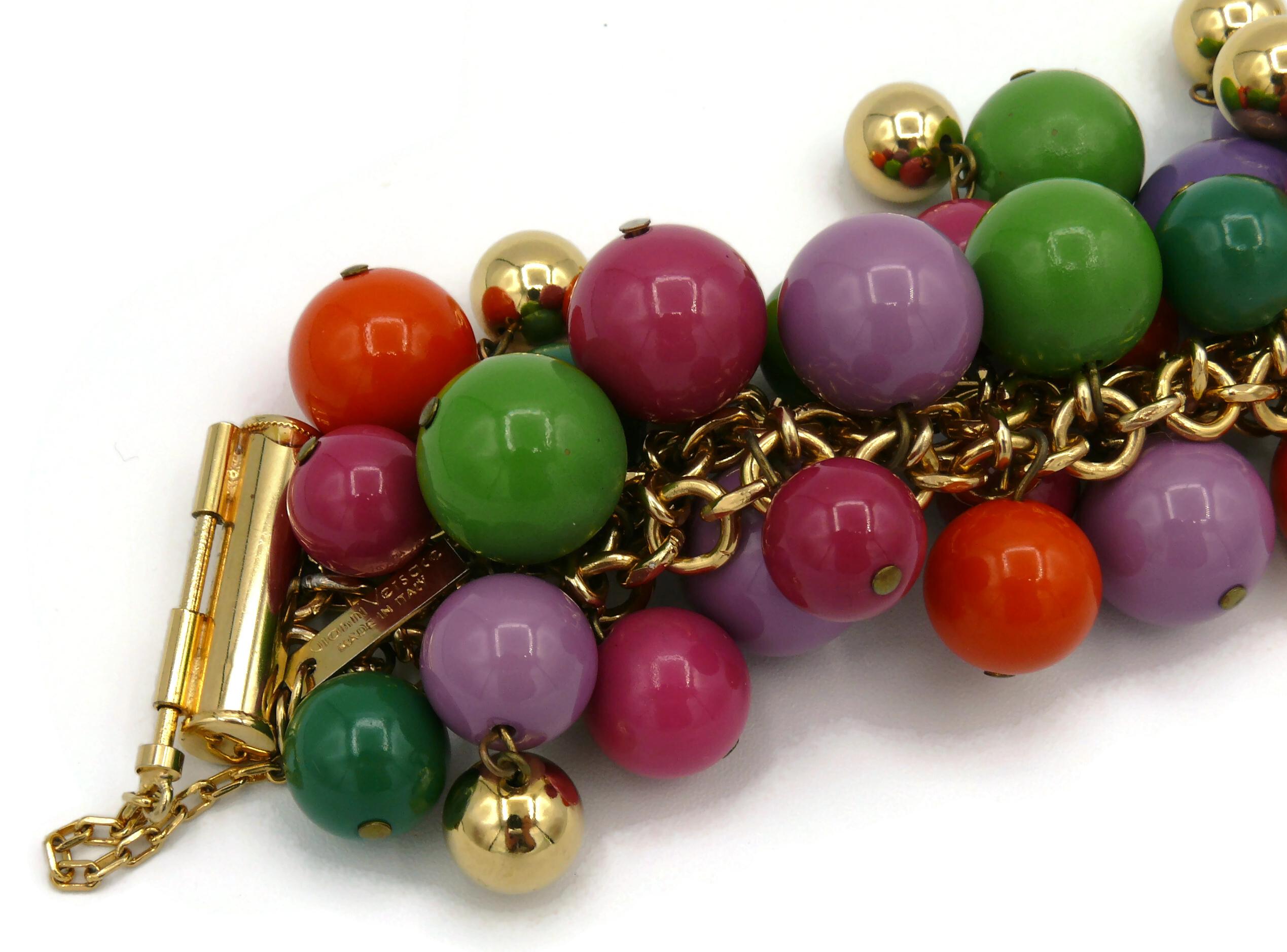 GIANNI VERSACE Bracelet grappe de perles en résine multicolore vintage en vente 6