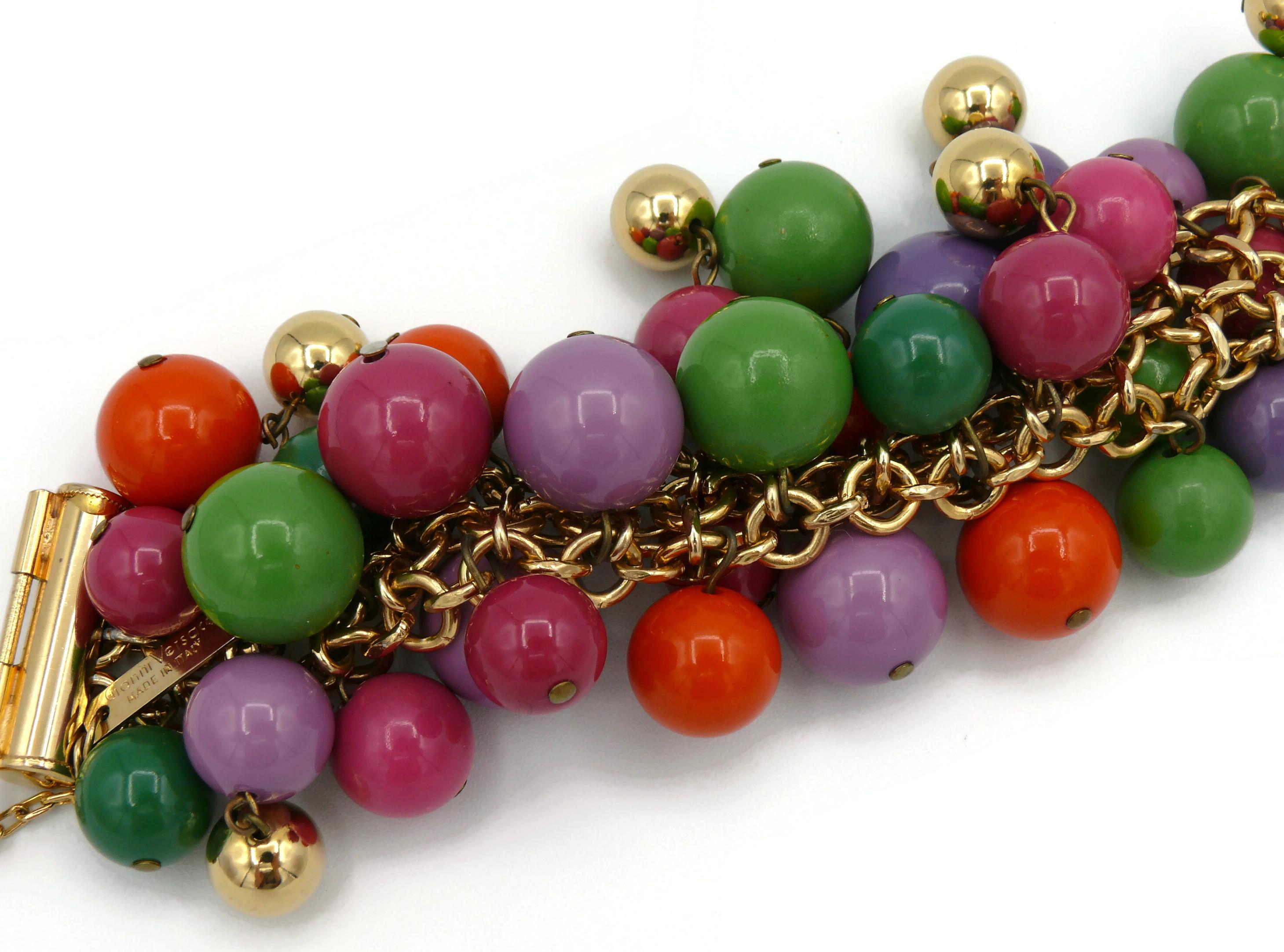 GIANNI VERSACE Bracelet grappe de perles en résine multicolore vintage en vente 7