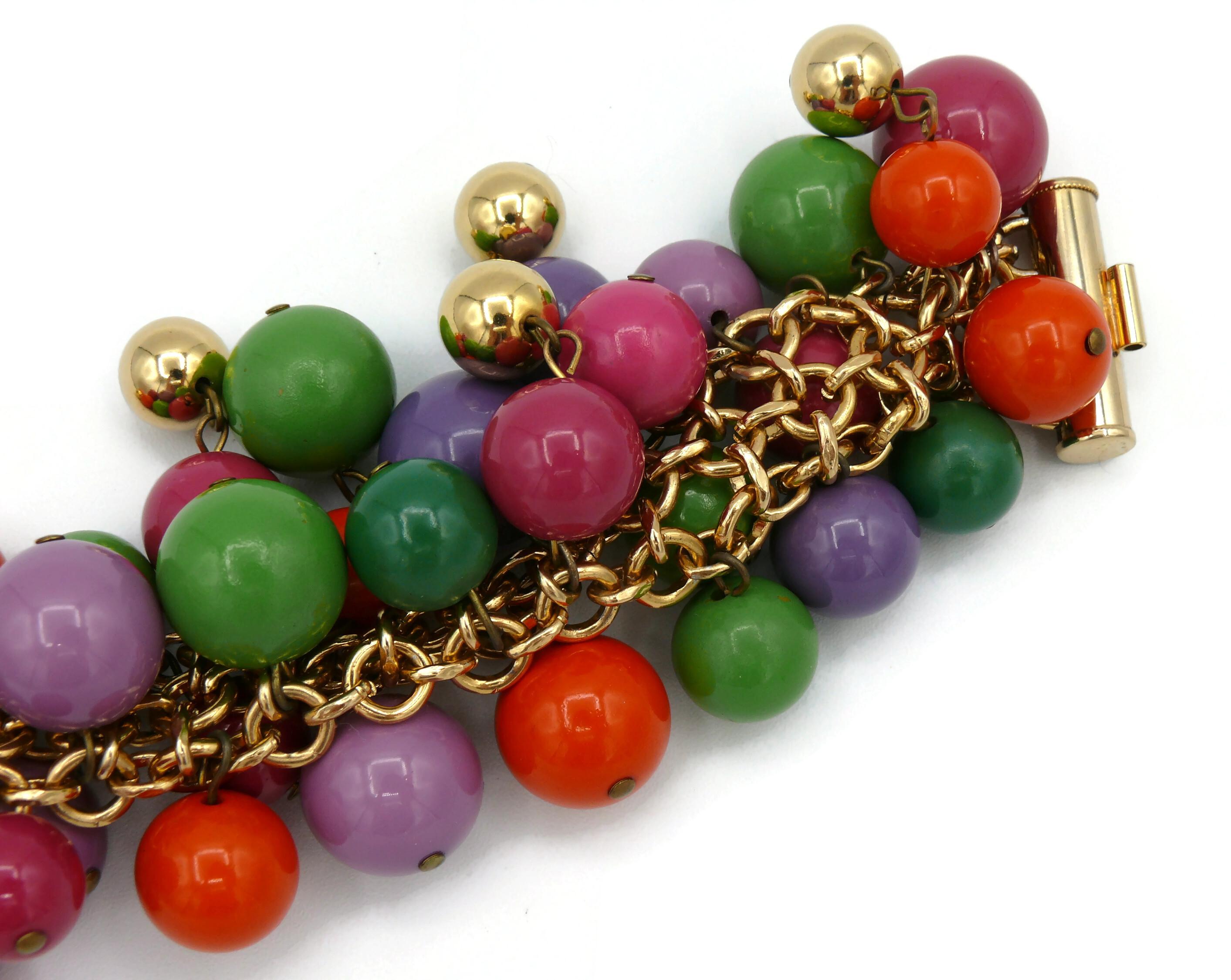 GIANNI VERSACE Bracelet grappe de perles en résine multicolore vintage en vente 8