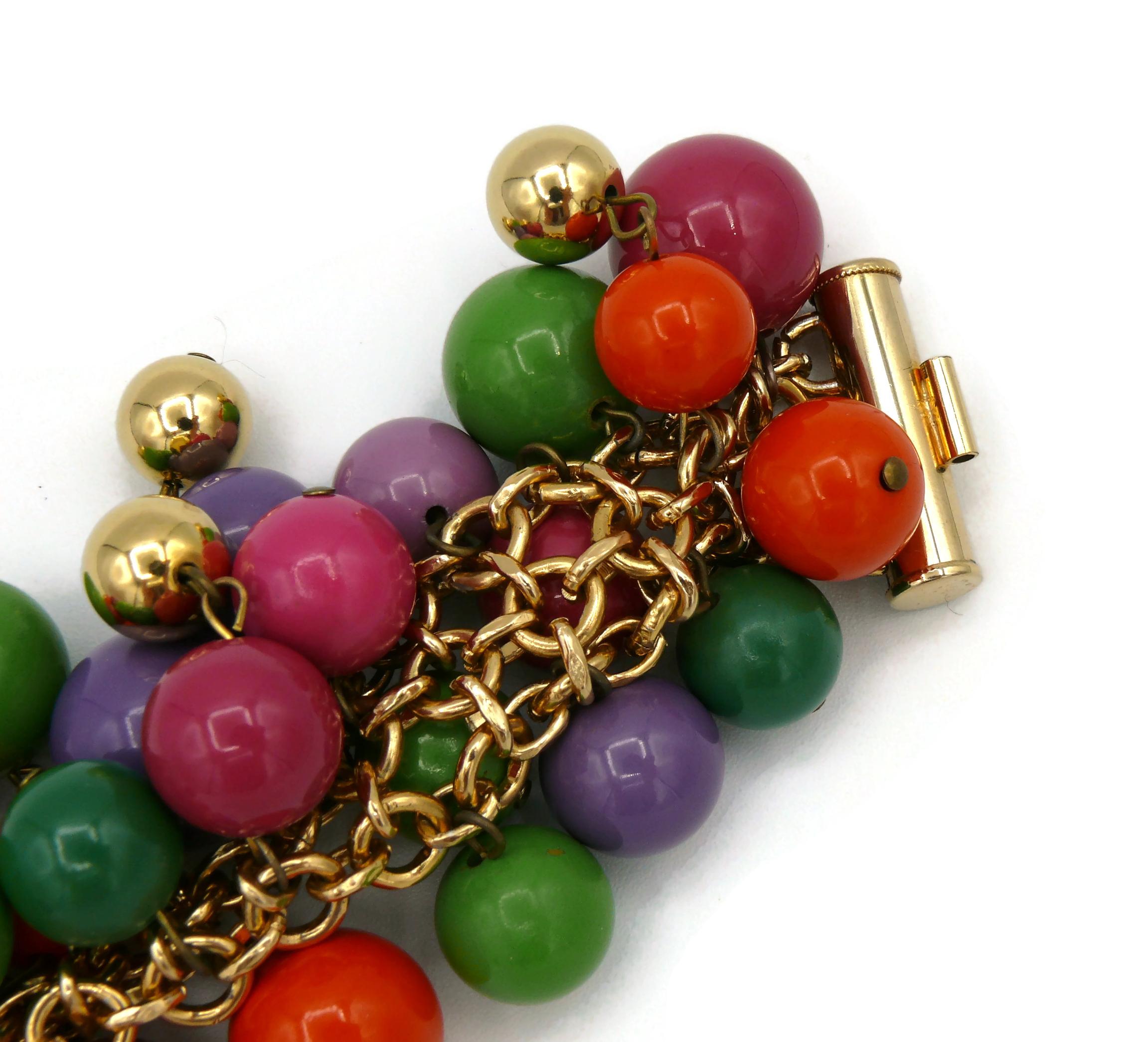 GIANNI VERSACE Bracelet grappe de perles en résine multicolore vintage en vente 9