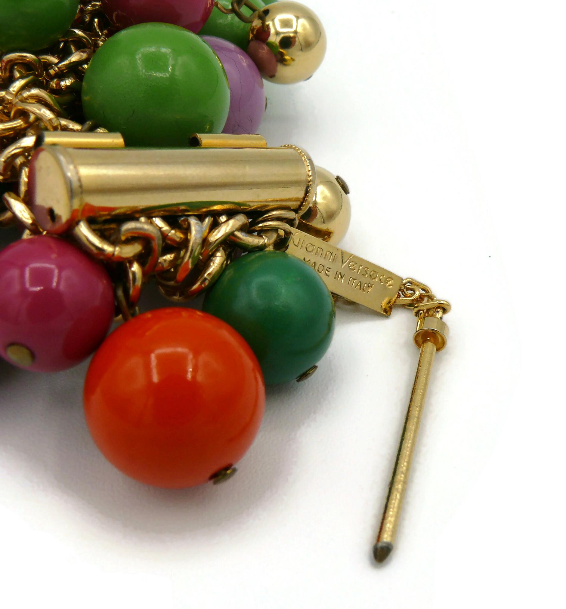 GIANNI VERSACE Bracelet grappe de perles en résine multicolore vintage en vente 11