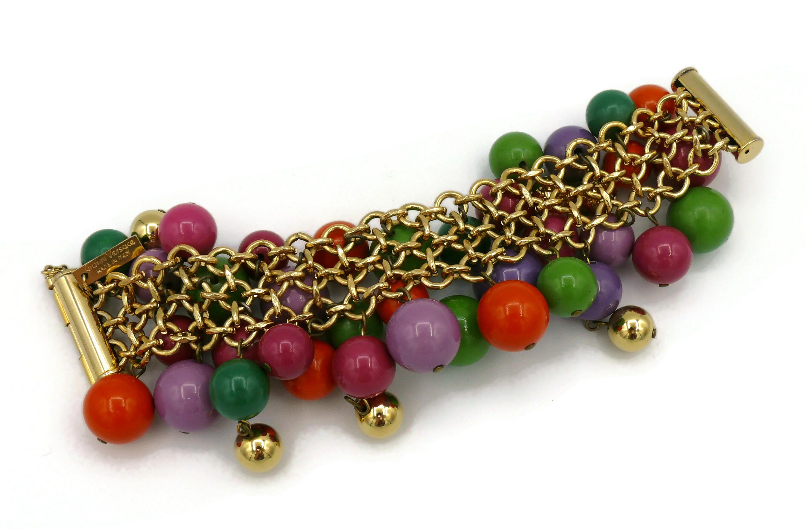 GIANNI VERSACE Bracelet grappe de perles en résine multicolore vintage en vente 12
