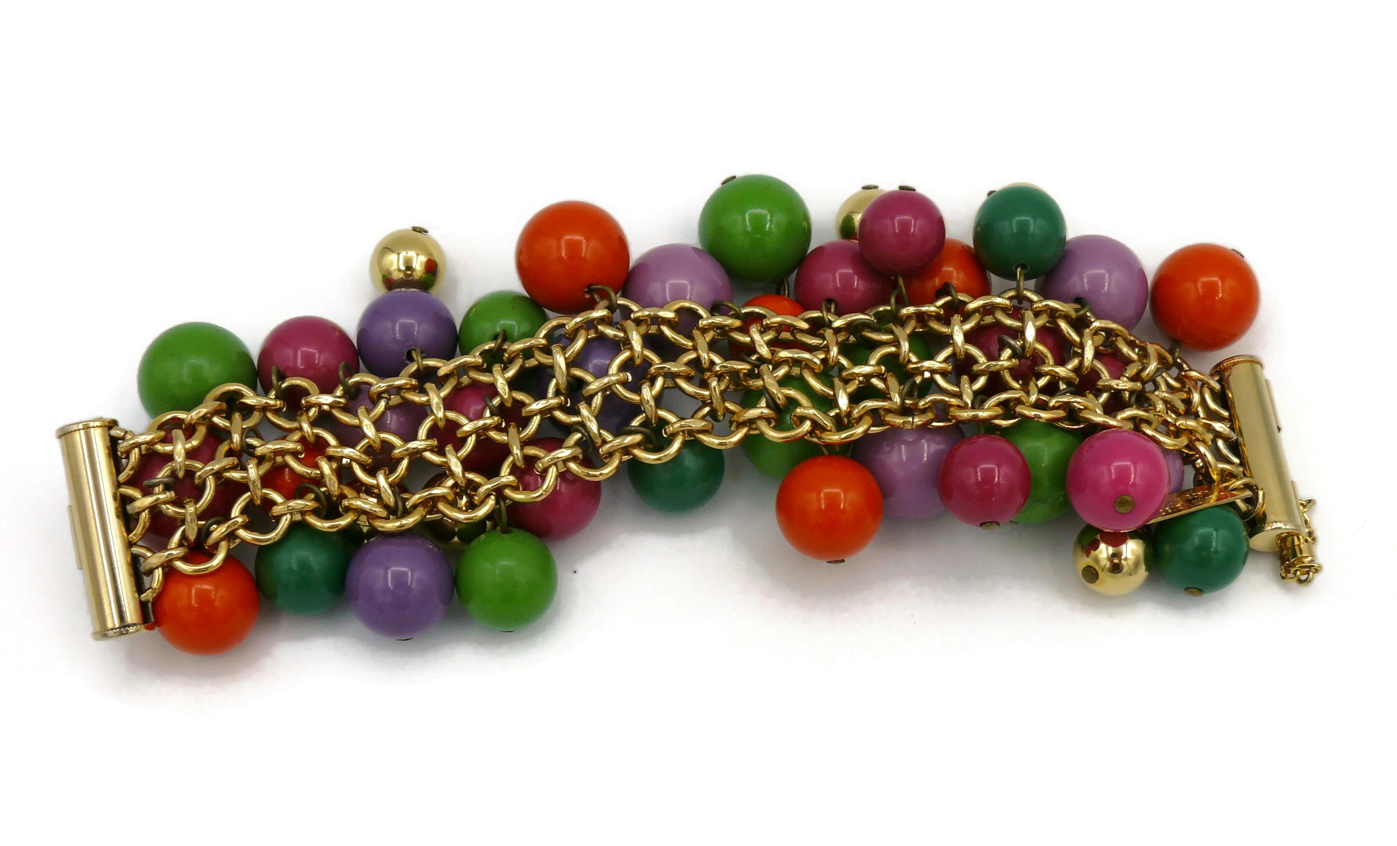 GIANNI VERSACE Bracelet grappe de perles en résine multicolore vintage en vente 13