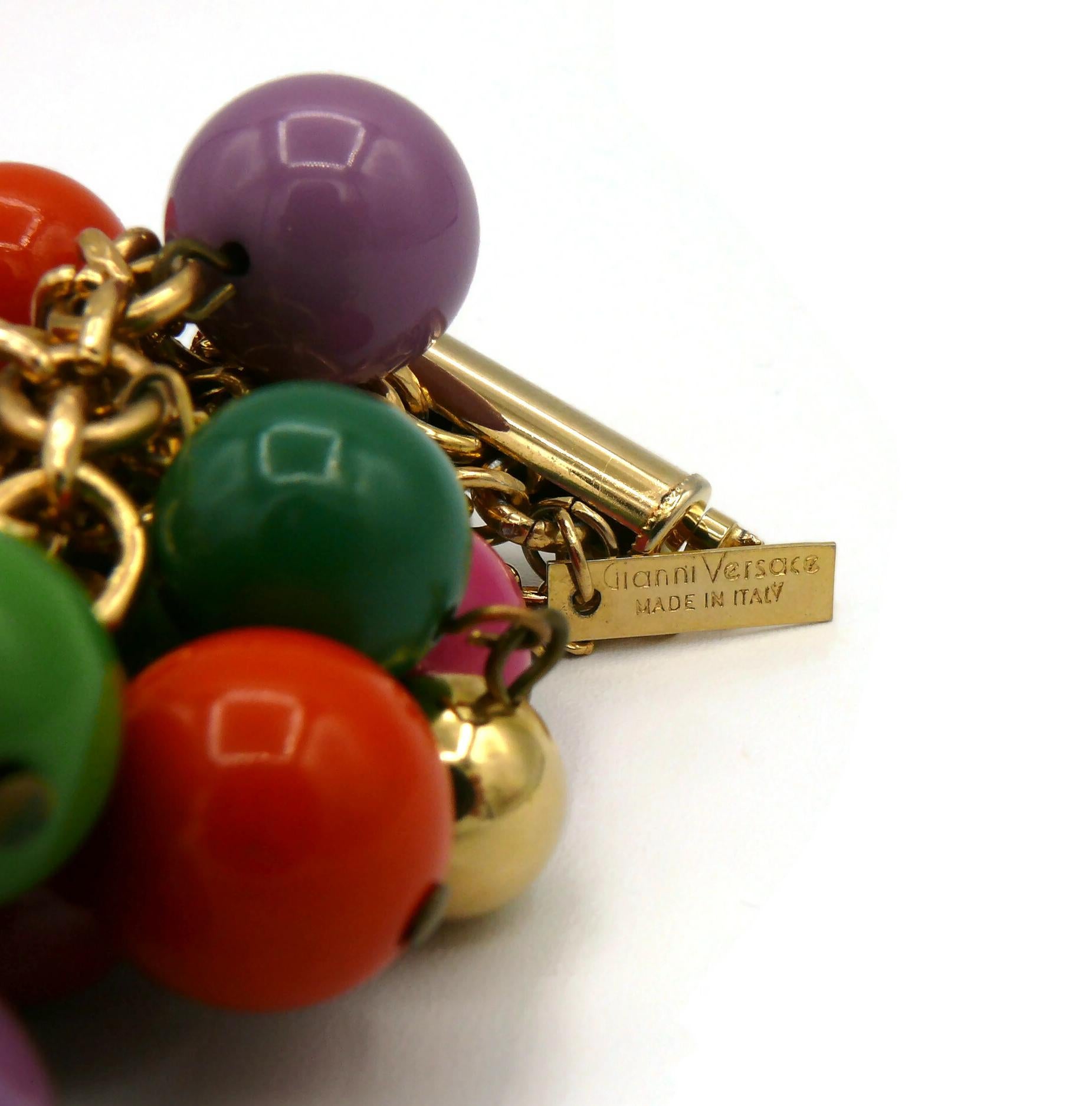 GIANNI VERSACE Bracelet grappe de perles en résine multicolore vintage en vente 14