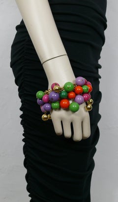 GIANNI VERSACE Bracciale vintage a grappolo di perline in resina multicolore