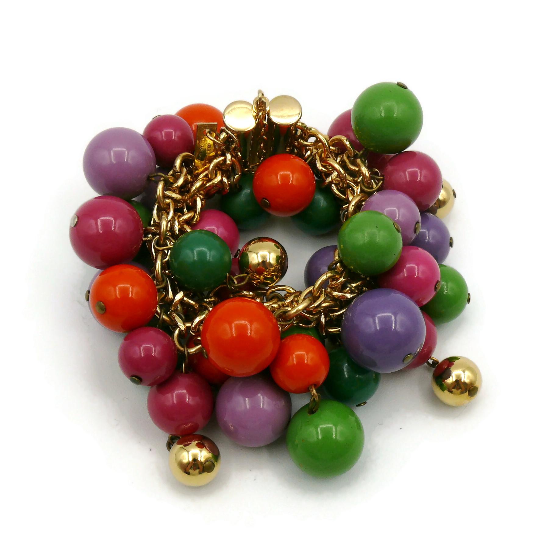 GIANNI VERSACE Vintage Multicolour Resin Bead Cluster Bracelet In Good Condition For Sale In Nice, FR